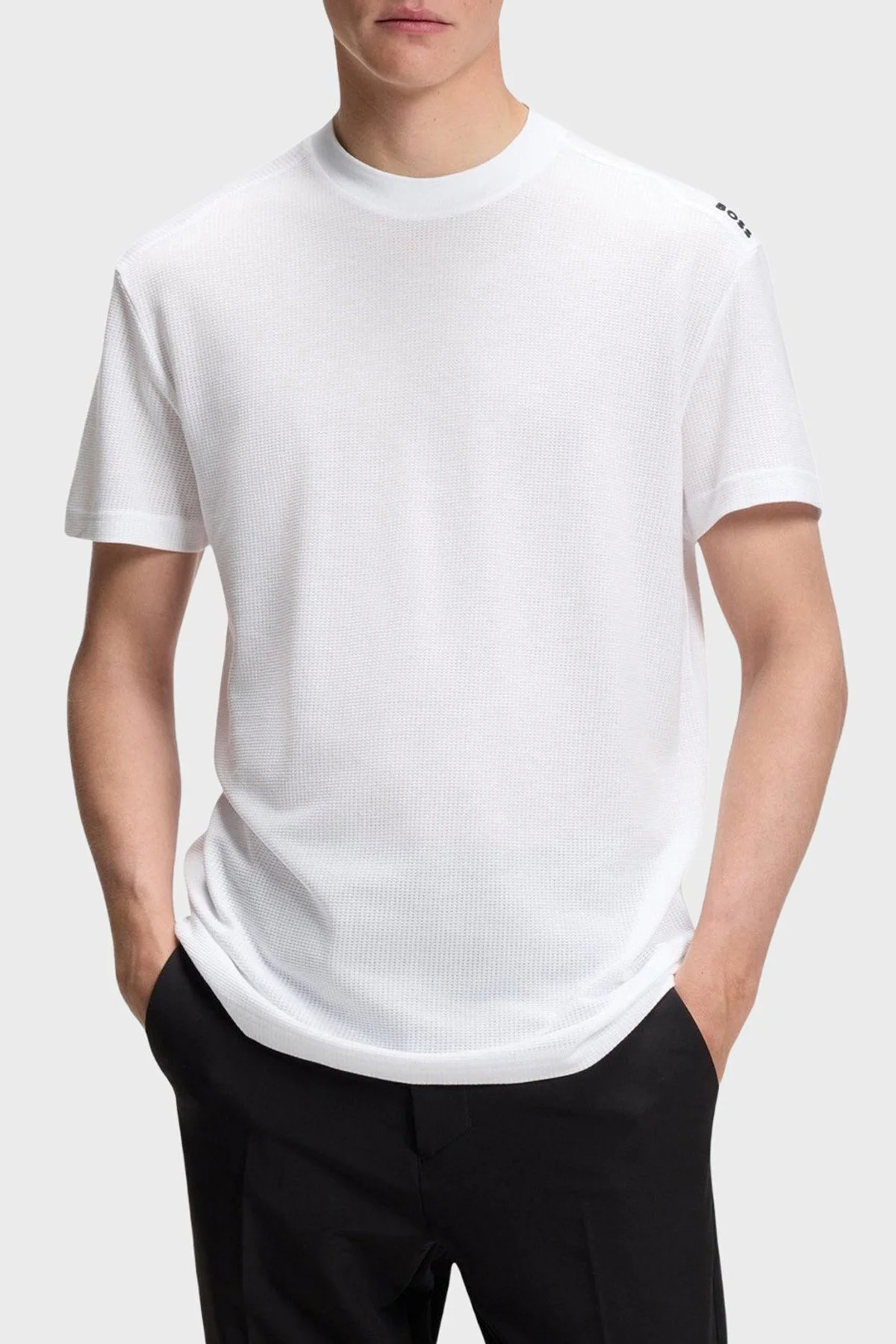 Boss Pamuklu Regular Fit Logo Detaylı Bisiklet Yaka Erkek T Shirt 50559320 100 BEYAZ - 1