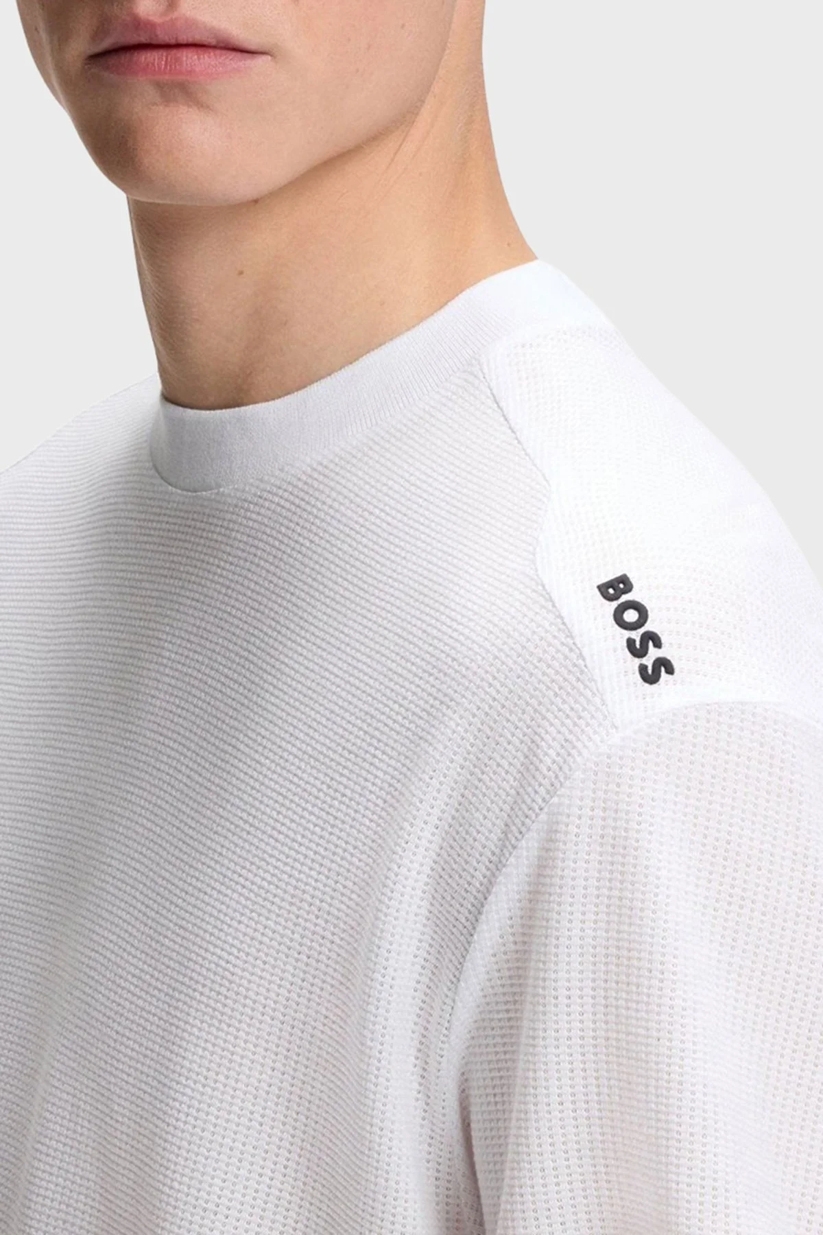 Boss Pamuklu Regular Fit Logo Detaylı Bisiklet Yaka Erkek T Shirt 50559320 100 BEYAZ - 4