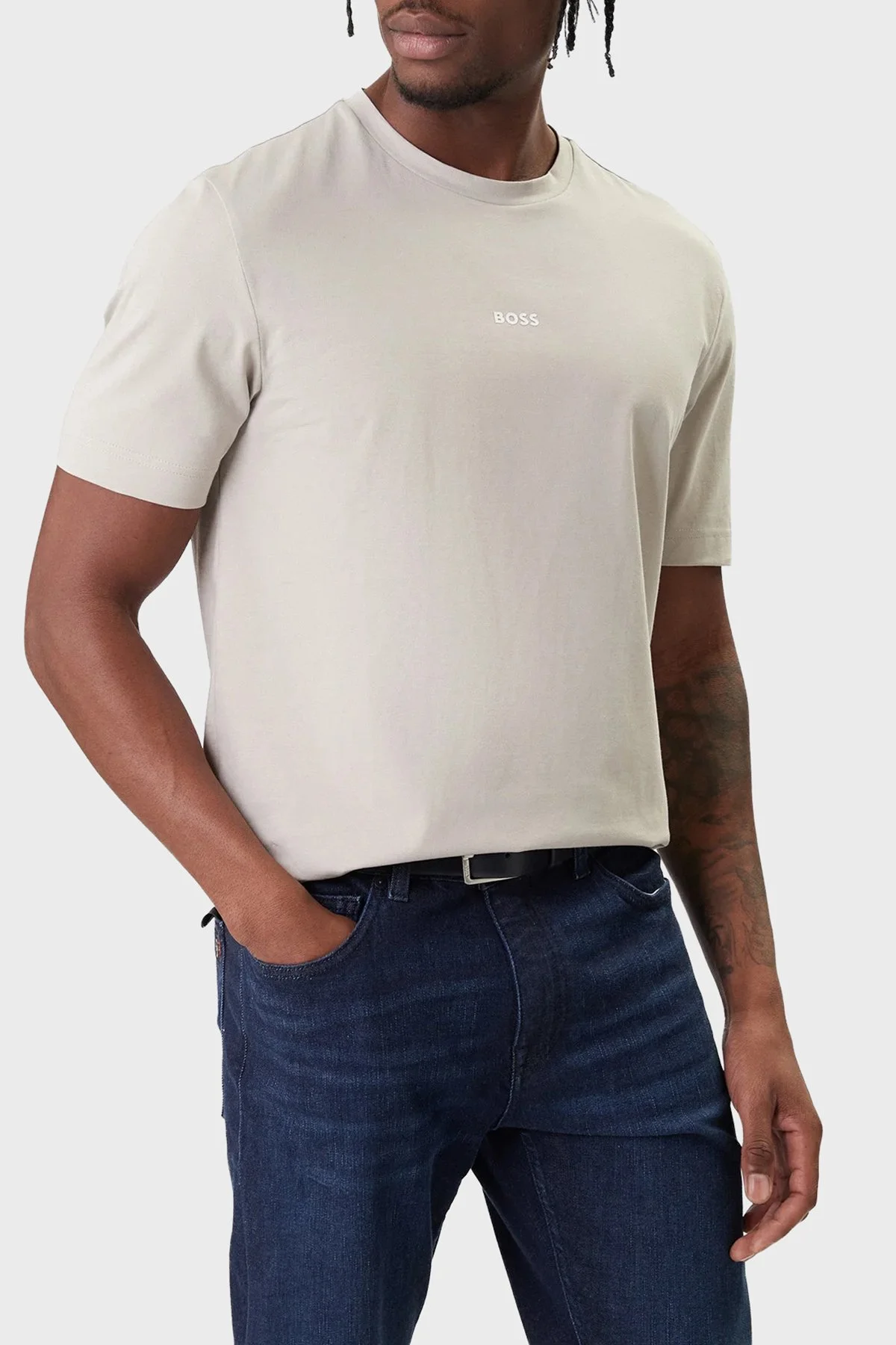 Boss Pamuklu Regular Fit Logolu Bisiklet Yaka Erkek T Shirt 50473278 070 GRİ - 1