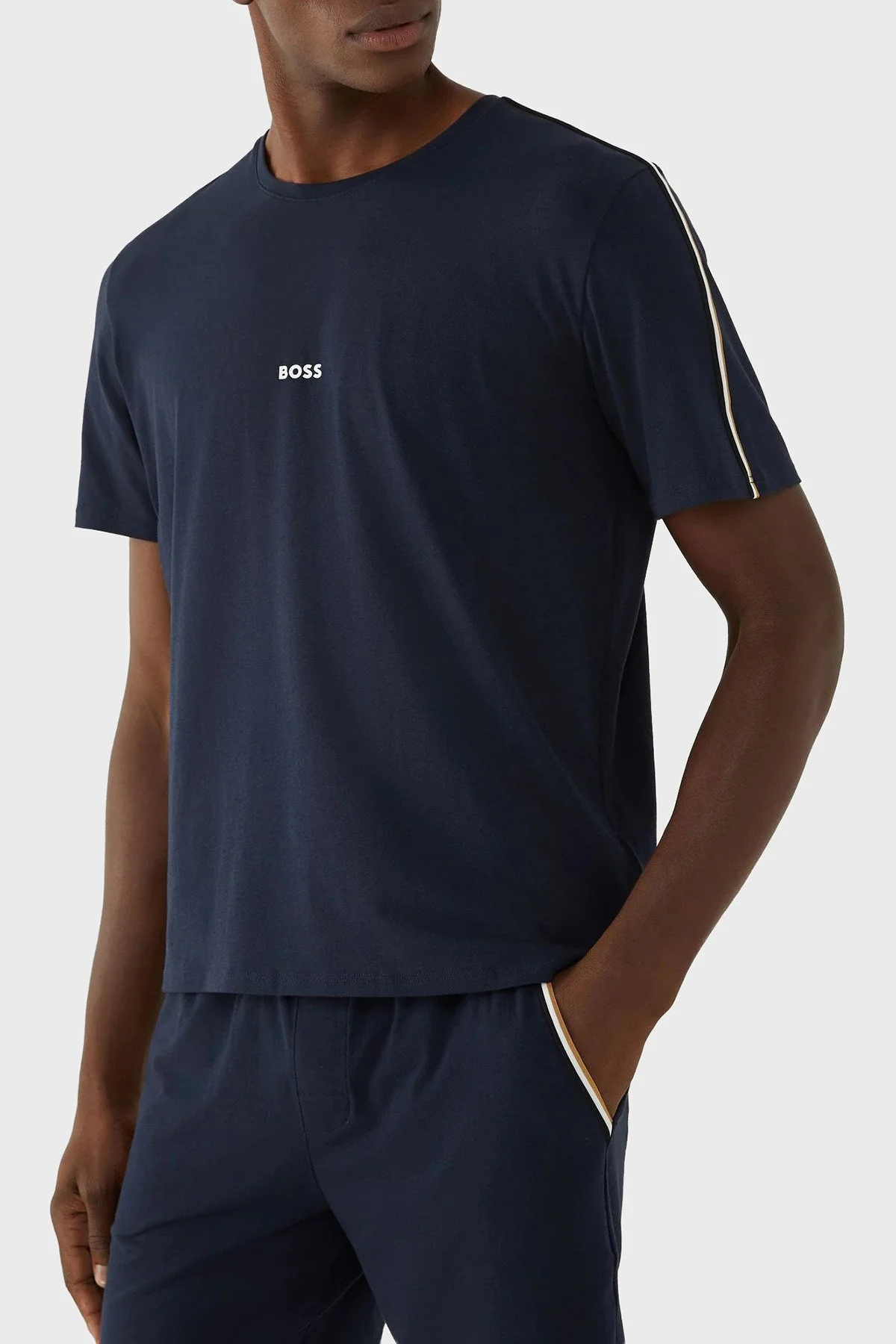 Boss Pamuklu Regular Fit Logolu Bisiklet Yaka Erkek T Shirt 50545930 403 LACİVERT - 1