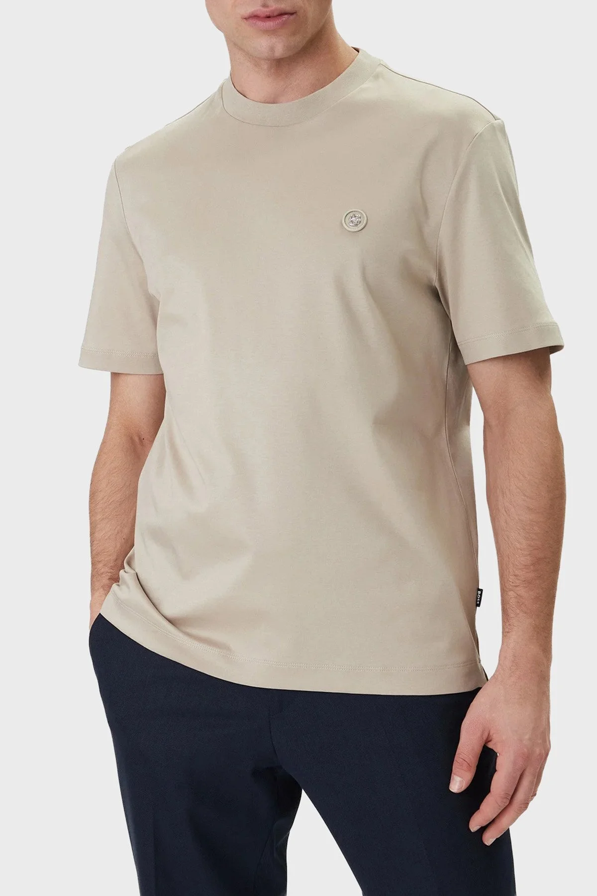 Boss Pamuklu Regular Fit Logolu Bisiklet Yaka Erkek T Shirt 50555844 286 BEJ - 1