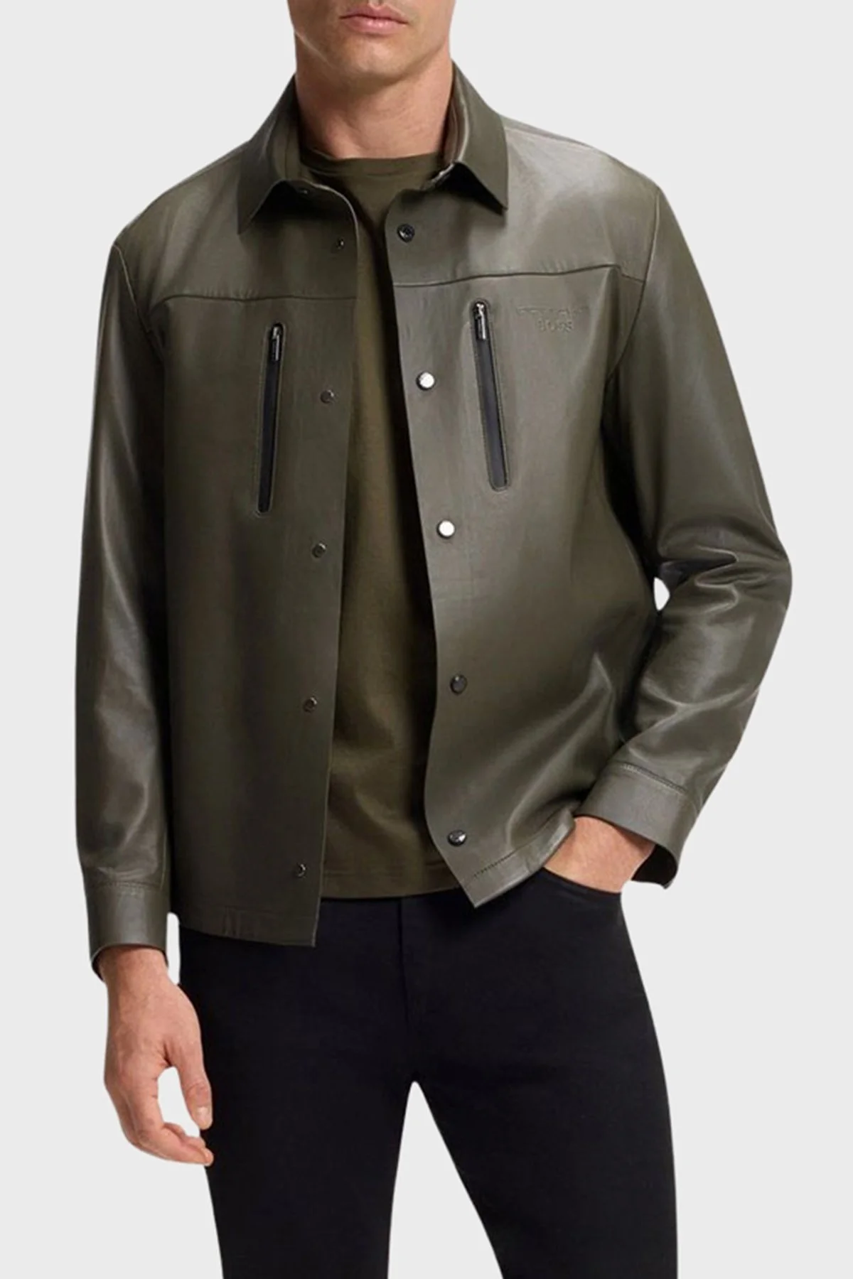 Boss Pamuklu Regular Fit Logolu Bisiklet Yaka Erkek T Shirt 50562696 347 HAKİ - 3