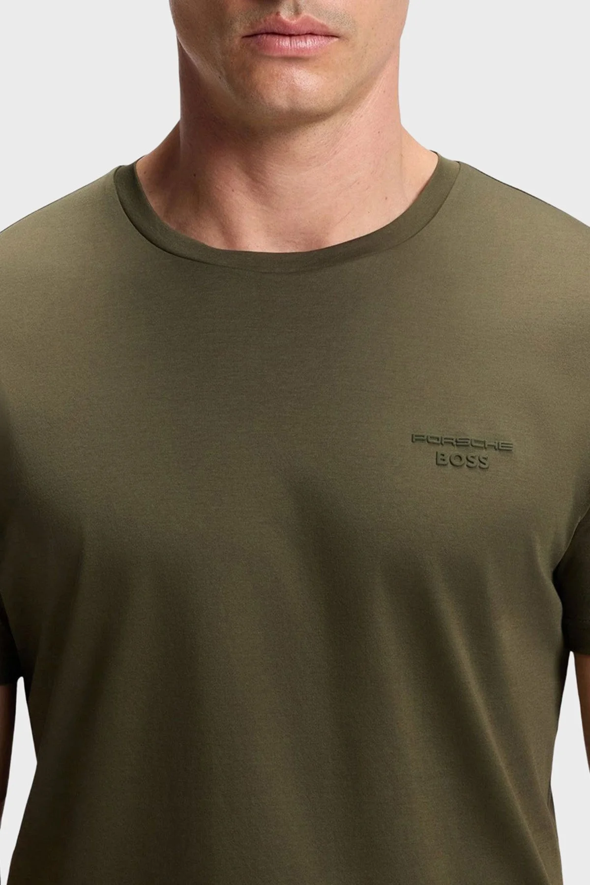 Boss Pamuklu Regular Fit Logolu Bisiklet Yaka Erkek T Shirt 50562696 347 HAKİ - 4