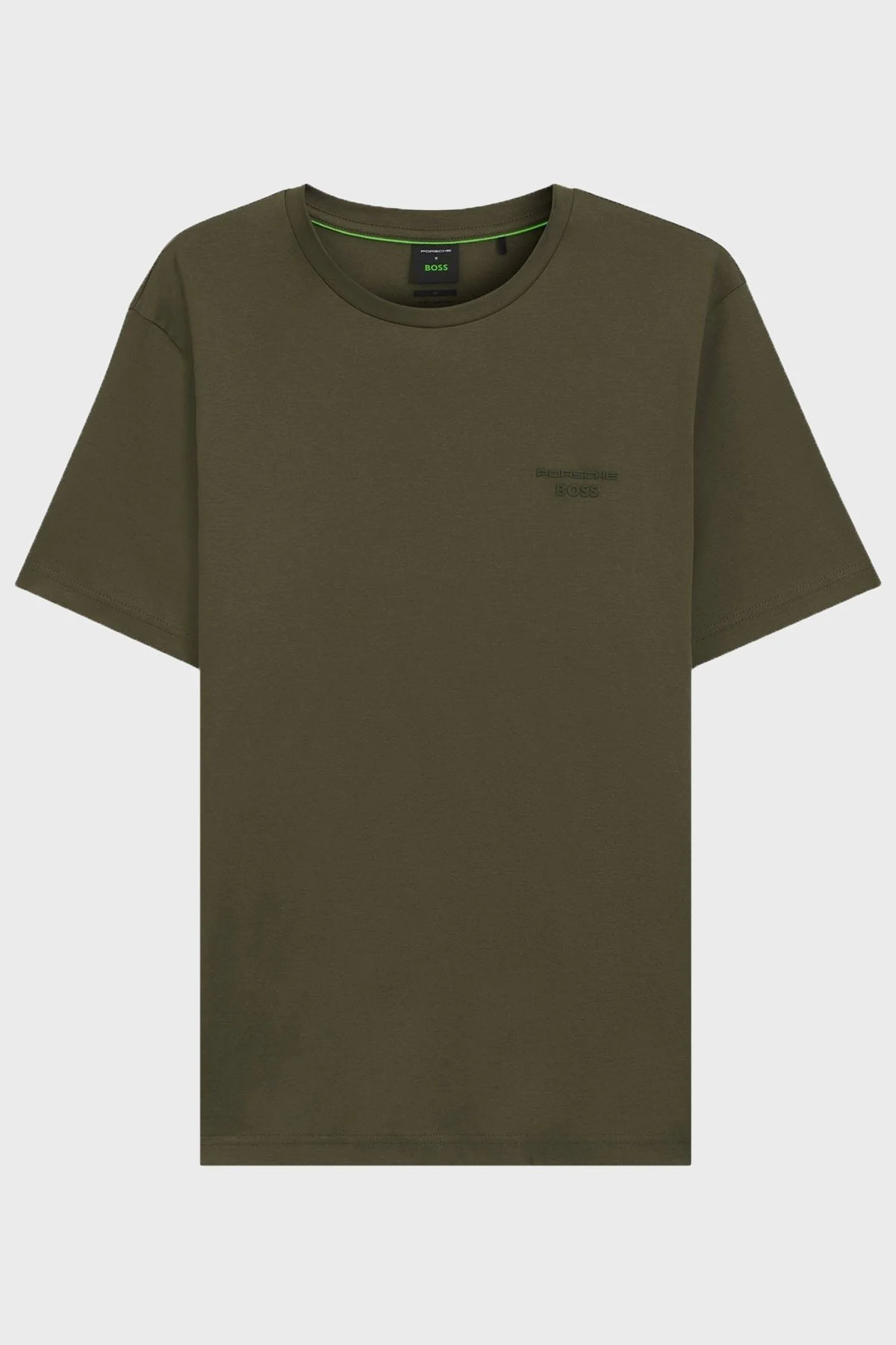 Boss Pamuklu Regular Fit Logolu Bisiklet Yaka Erkek T Shirt 50562696 347 HAKİ - 5