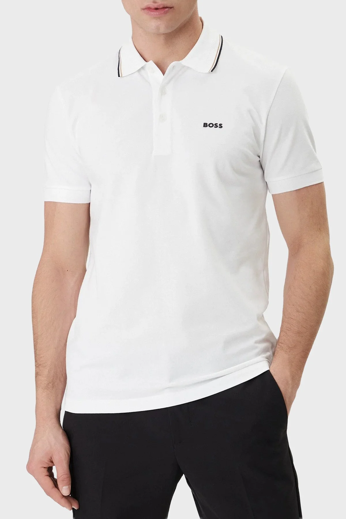 Boss Pamuklu Regular Fit Logolu Düğmeli Erkek Polo 50559365 100 BEYAZ - 1