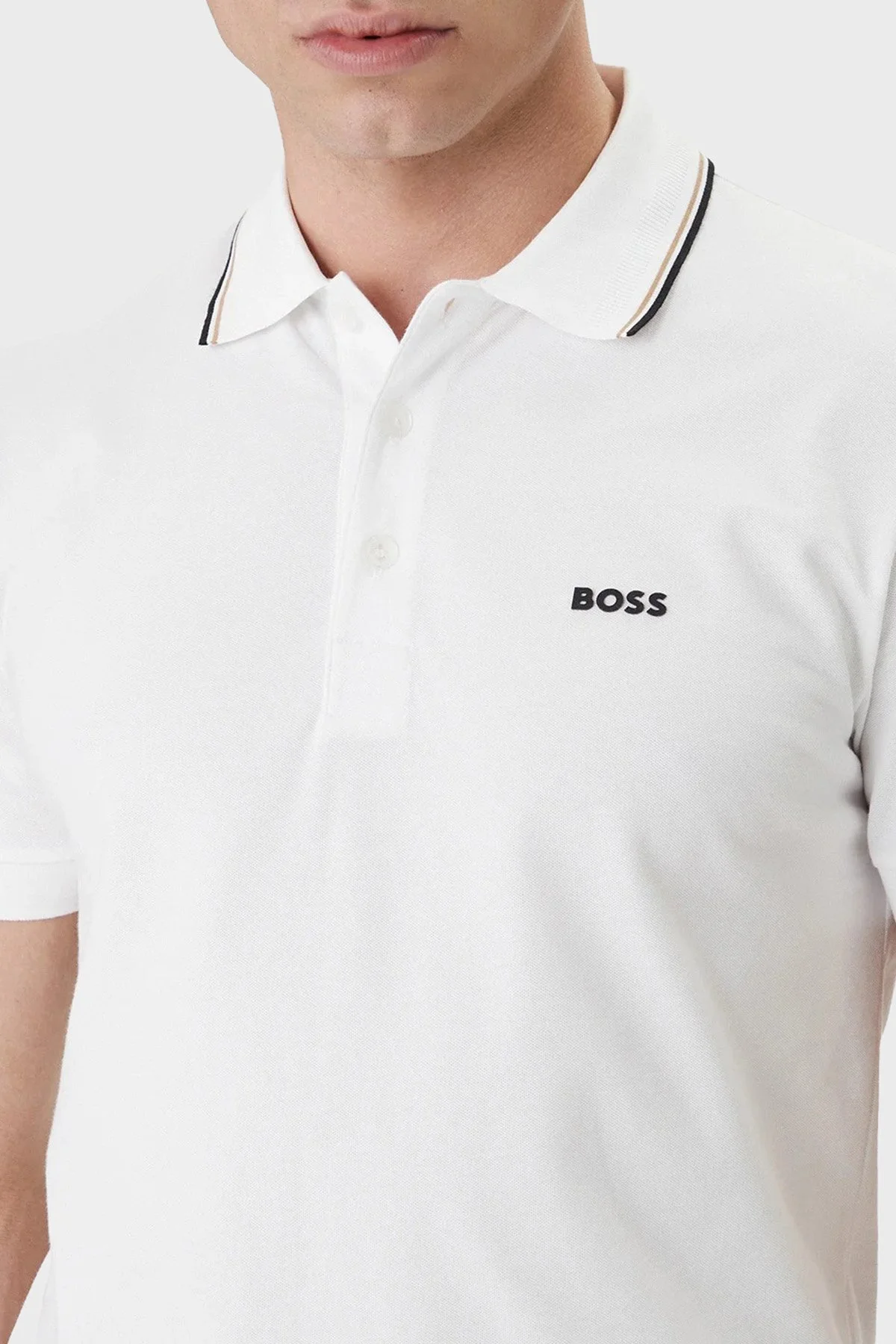 Boss Pamuklu Regular Fit Logolu Düğmeli Erkek Polo 50559365 100 BEYAZ - 4
