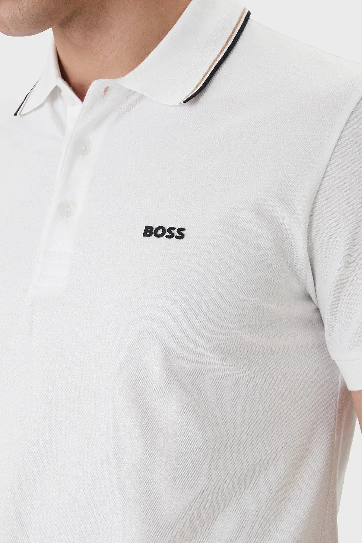 Boss Pamuklu Regular Fit Logolu Düğmeli Erkek Polo 50559365 100 BEYAZ - 5
