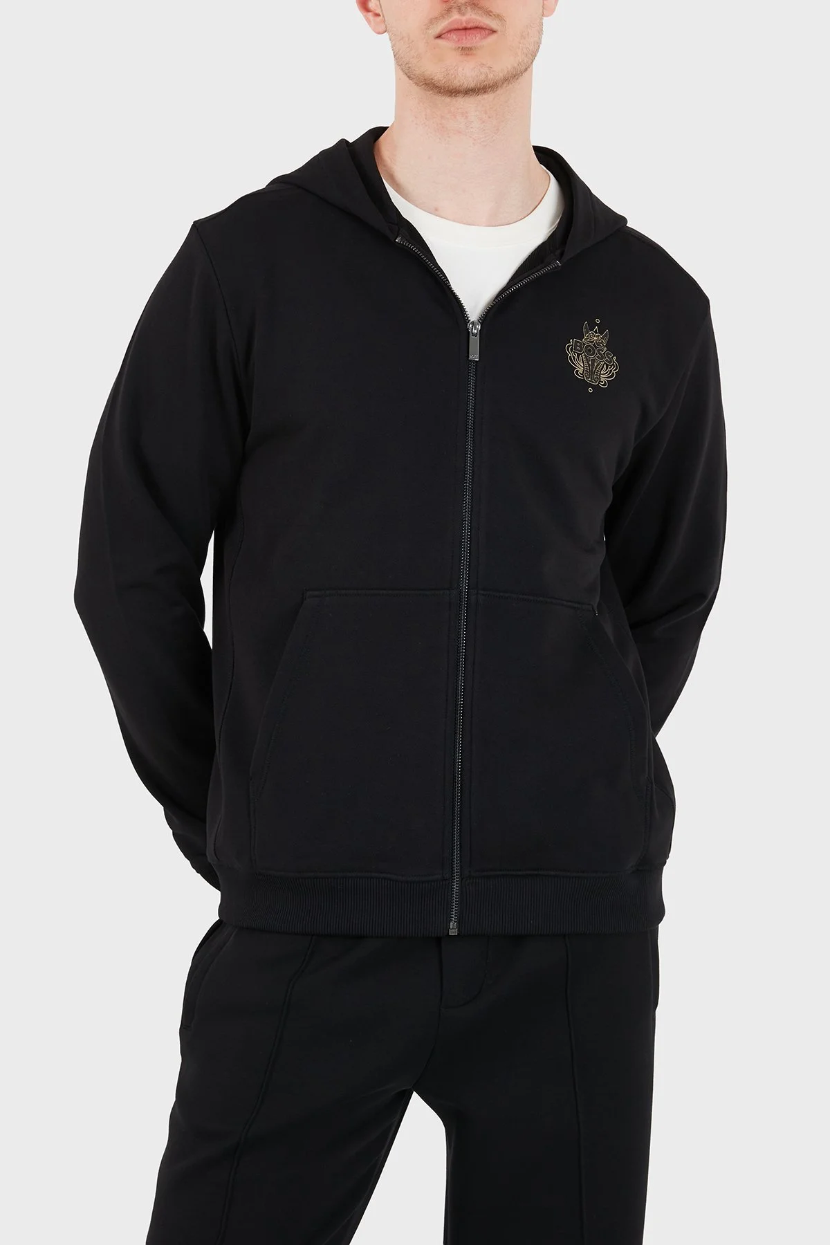 Boss Pamuklu Regular Fit Logolu Fermuarlı Kapüşon Yaka Erkek Sweat 50556427 001 SİYAH - 5