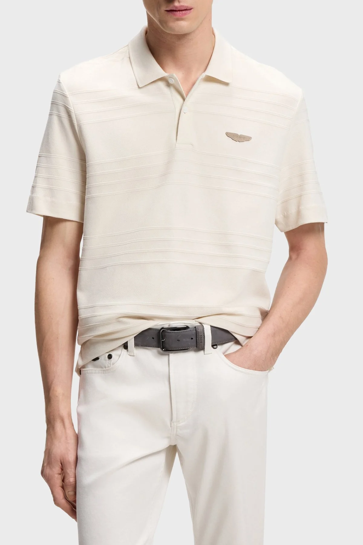 Boss Pamuklu Regular Fit Logolu Kısa Kollu Düğmeli Erkek Polo 50556174 118 BEJ - 1