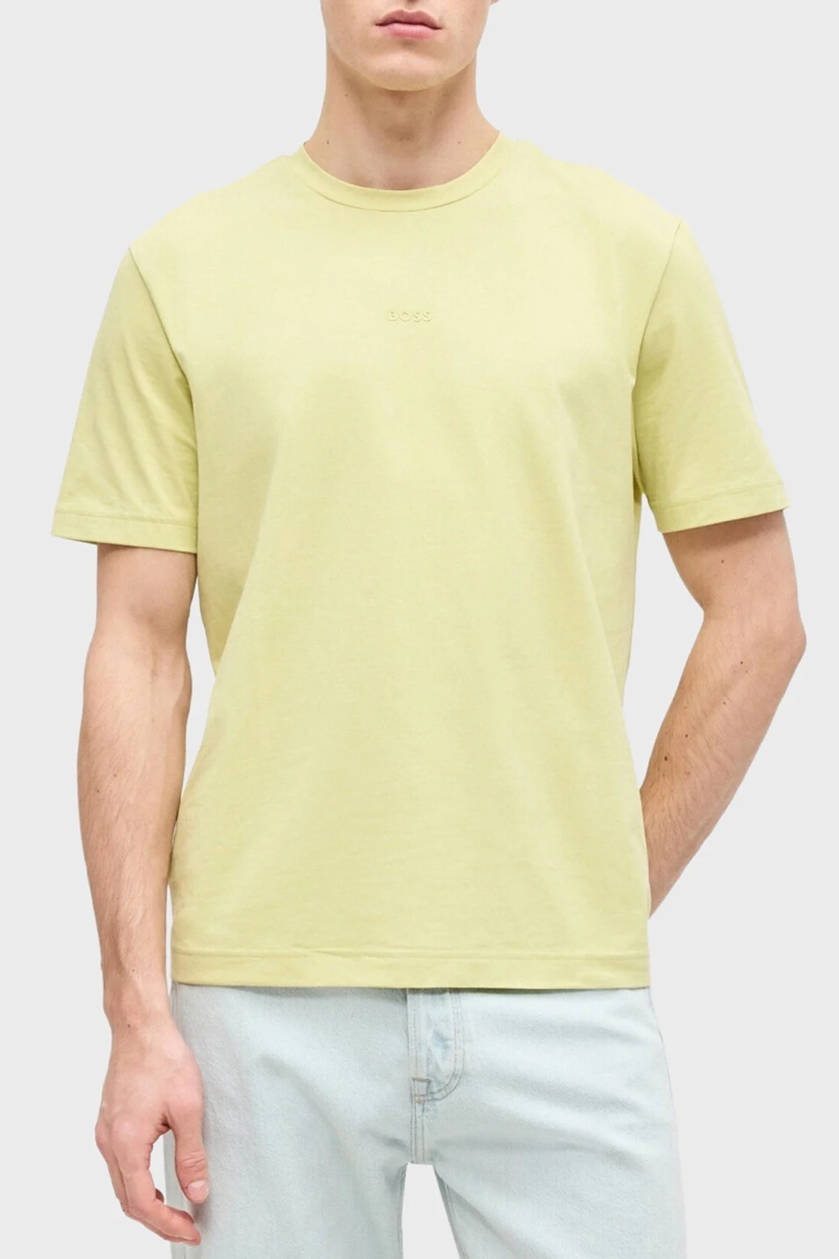 Boss Pamuklu Regular Fit Logolu Yuvarlak Yaka Erkek T Shirt 50473278 267 FISTIK YEŞİLİ - 1