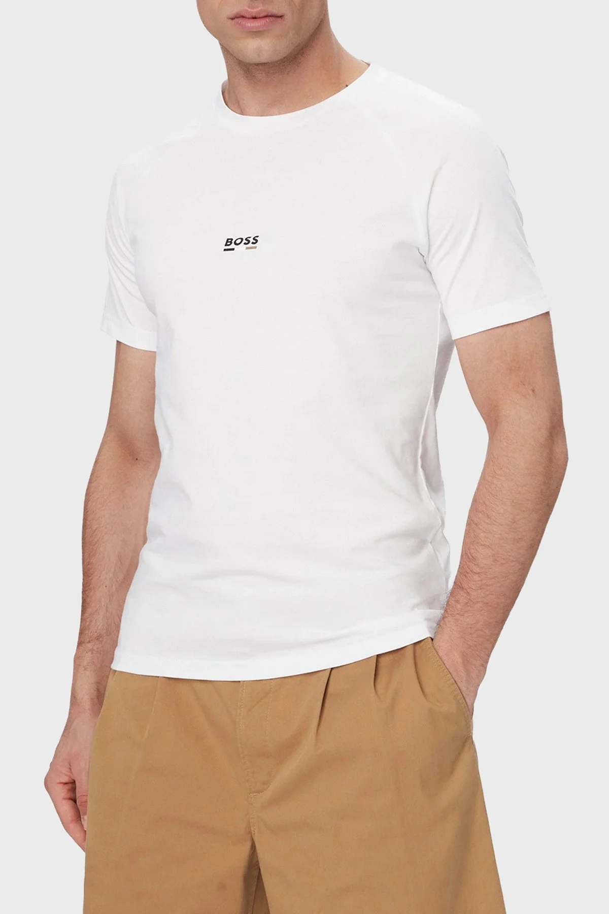 Boss Pamuklu Regular Fit Logolu Yuvarlak Yaka Erkek T Shirt 50517970 105 BEYAZ - 1