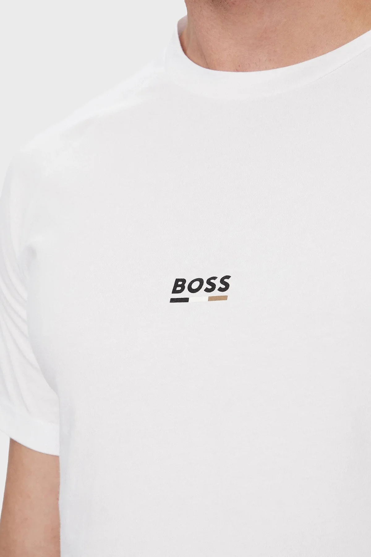 Boss Pamuklu Regular Fit Logolu Yuvarlak Yaka Erkek T Shirt 50517970 105 BEYAZ - 4