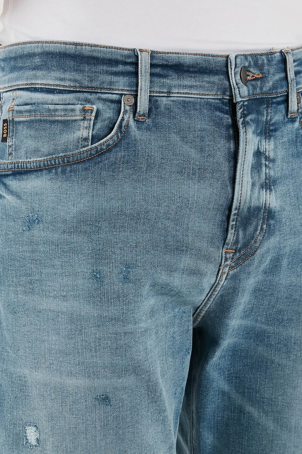 Boss Pamuklu Regular Fit Normal Bel Düz Paça Jeans Erkek Kot Pantolon 50537817 434 MAVİ - 5