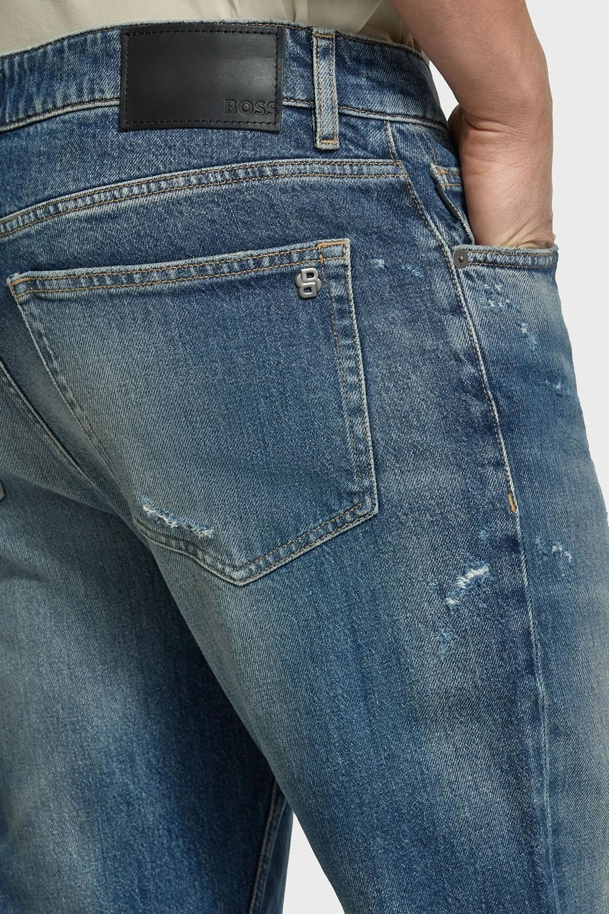 Boss Pamuklu Regular Fit Normal Bel Düz Paça Jeans Erkek Kot Pantolon 50545743 426 LACİVERT - 4