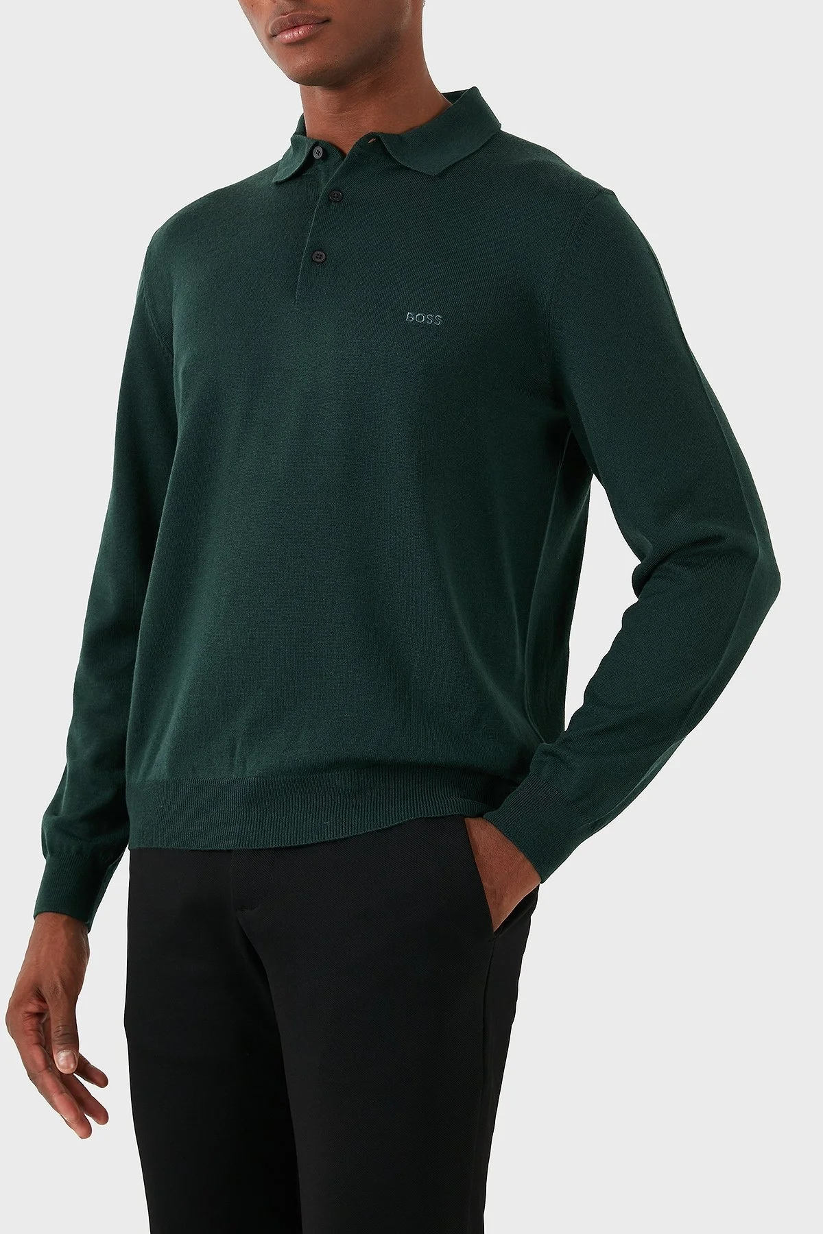 Boss % 100 Pamuk Regular Fit Polo Yaka Erkek Kazak 50476357 385 YEŞİL - 4