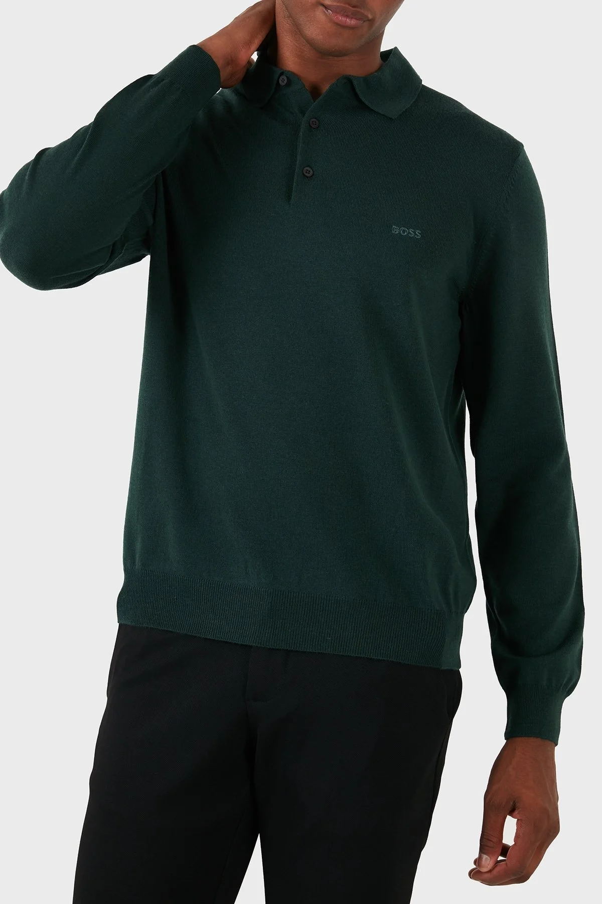 Boss % 100 Pamuk Regular Fit Polo Yaka Erkek Kazak 50476357 385 YEŞİL - 5