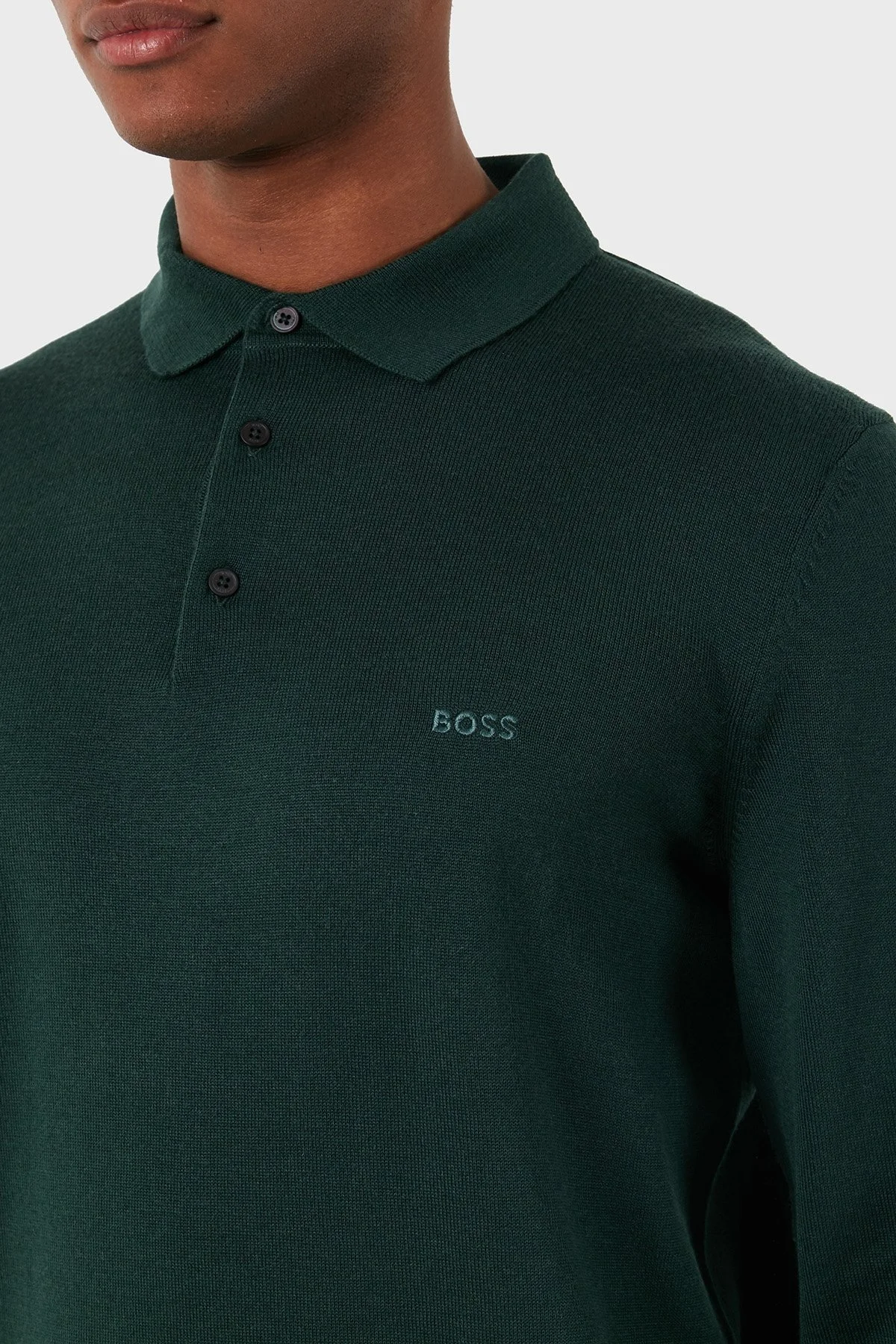 Boss % 100 Pamuk Regular Fit Polo Yaka Erkek Kazak 50476357 385 YEŞİL - 6