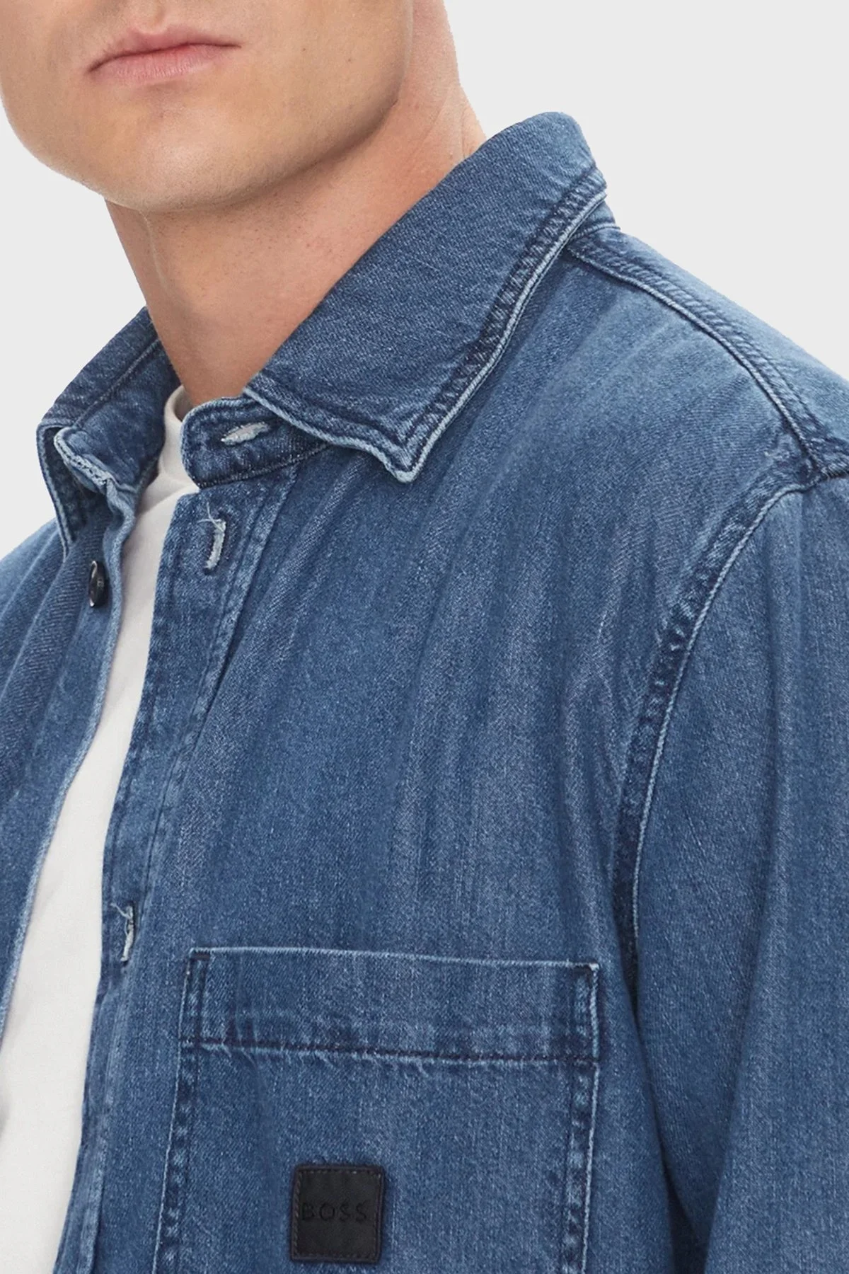 Boss Pamuklu Regular Fit Uzun Kollu Göğüs Cepli Erkek Gömlek 50544660 404 LACİVERT - 4