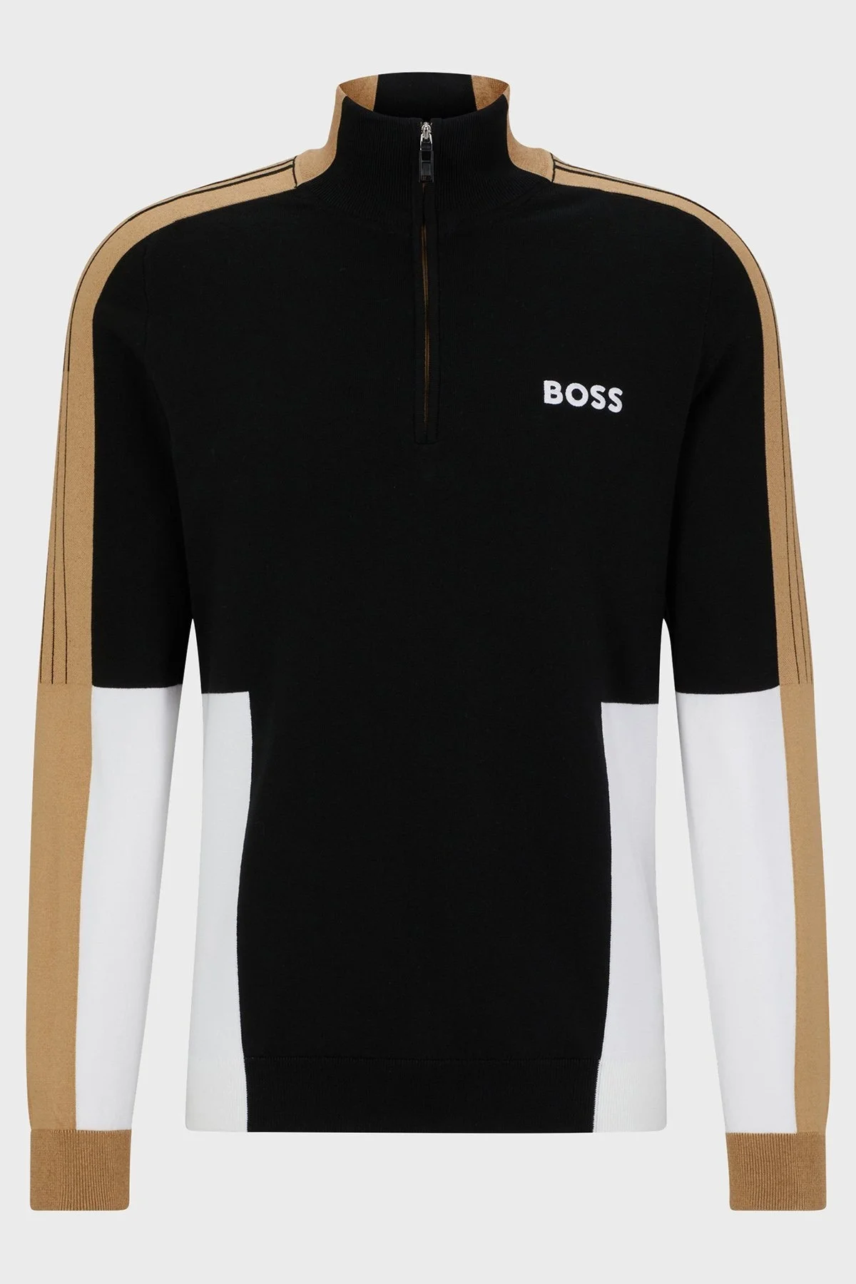 Boss Pamuklu Regular Fit Yarım Fermuarlı Dik Yaka Erkek Kazak 50493769 001 SİYAH - 5
