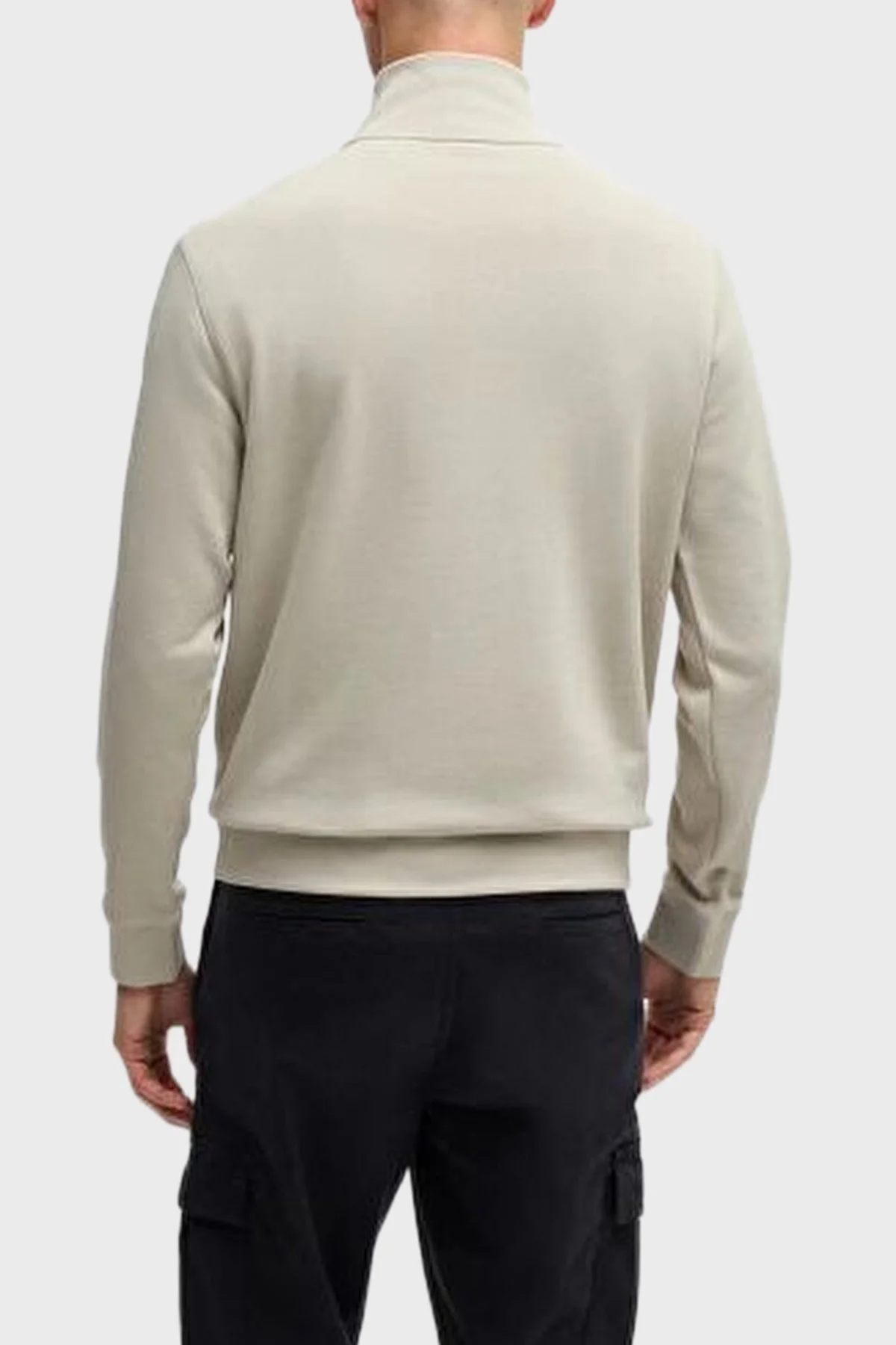 Boss Pamuklu Regular Fit Yarım Fermuarlı Dik Yaka Erkek Sweat 50468926 271 BEJ - 3