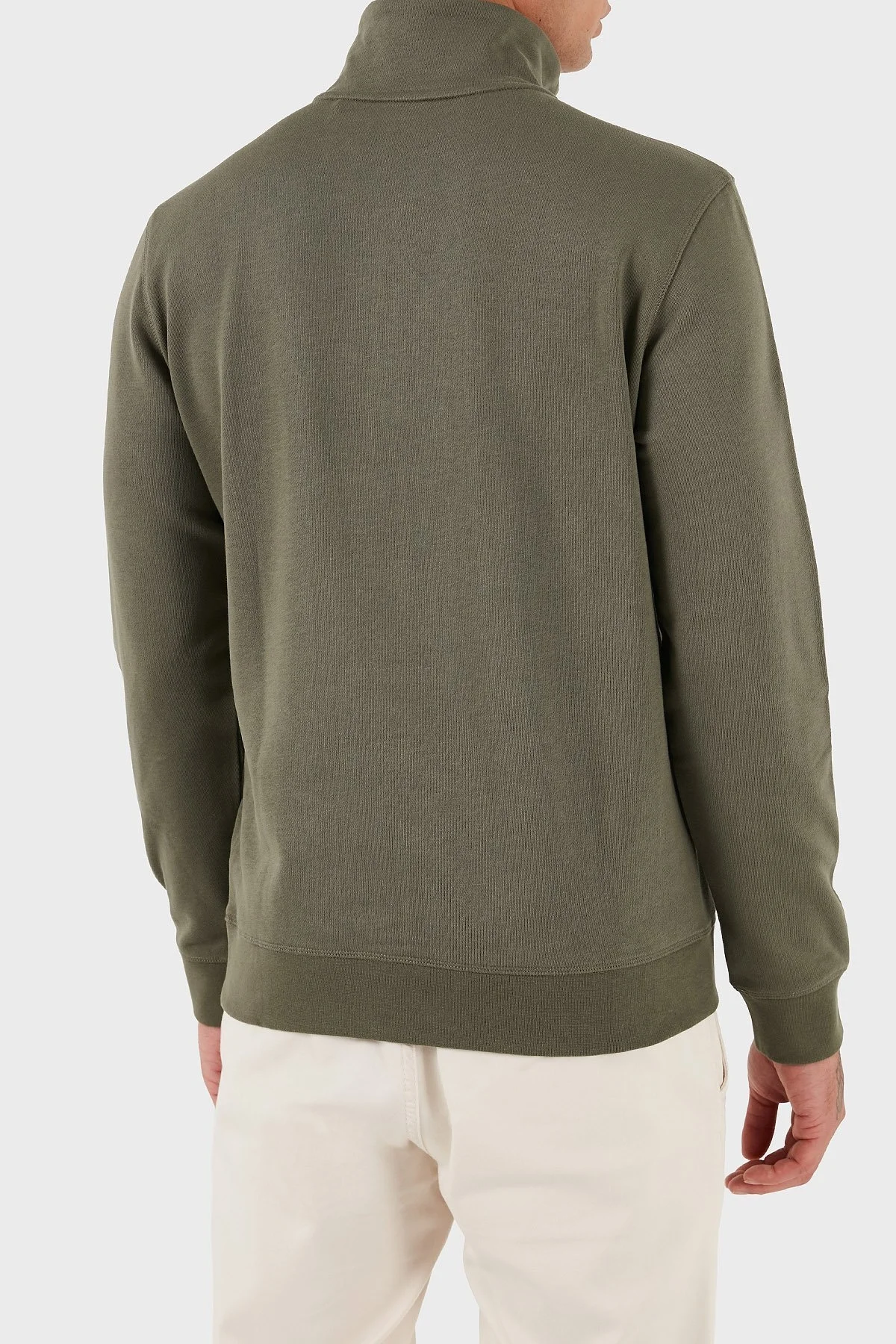 Boss Pamuklu Regular Fit Yarım Fermuarlı Dik Yaka Erkek Sweat 50468926 342 HAKİ - 2