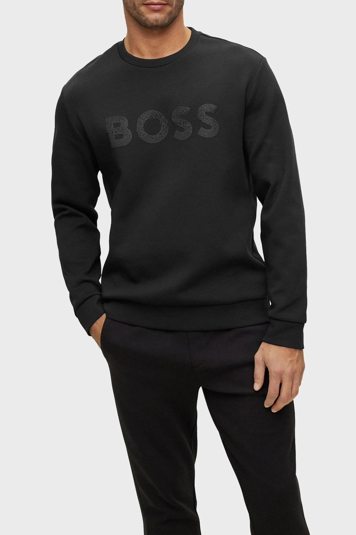 Boss Pamuklu Relaxed Fit Bisiklet Yaka Erkek Sweat 50485505 001 SİYAH - 1
