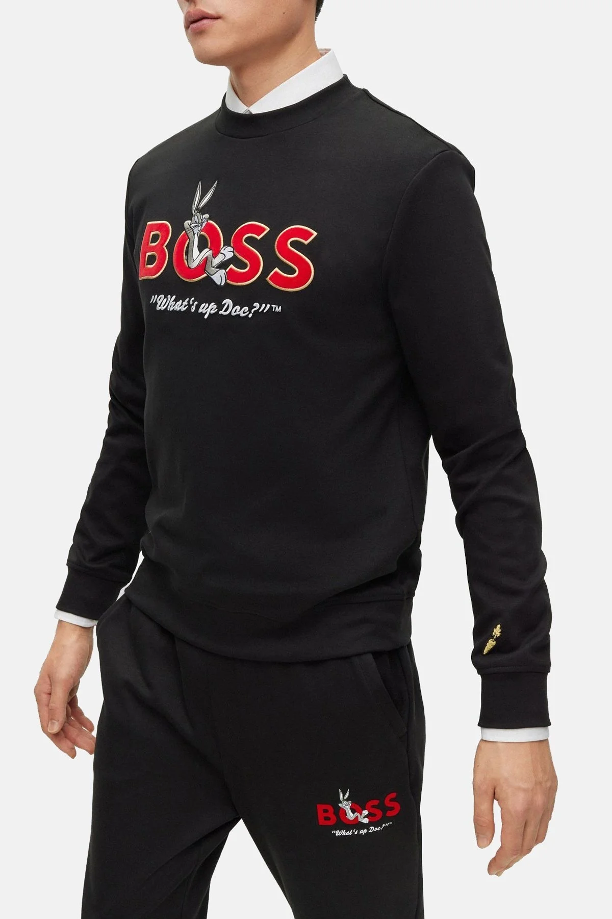 Boss Pamuklu Relaxed Fit Bisiklet Yaka Erkek Sweat 50486310 001 SİYAH - 1