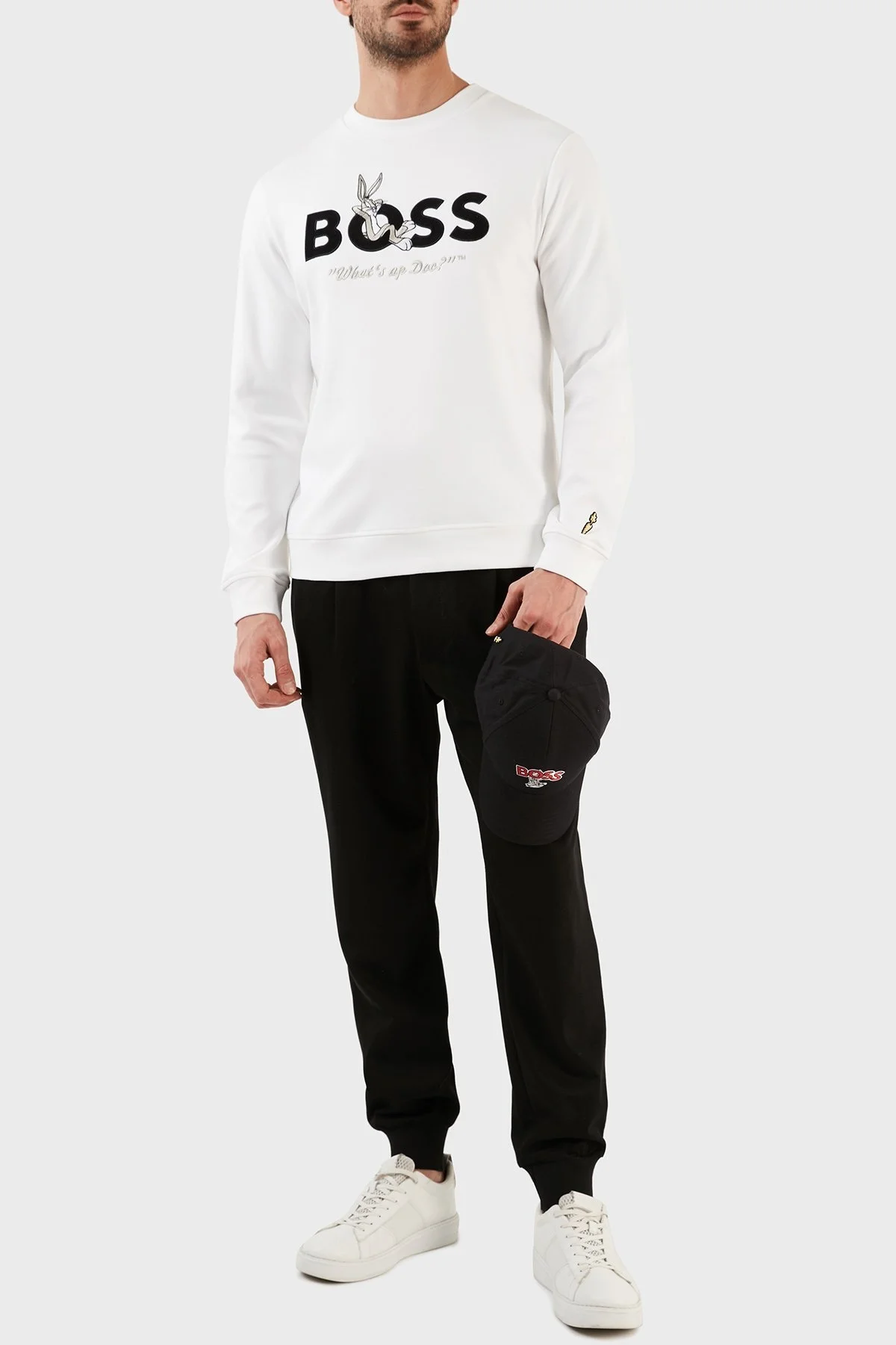 Boss Pamuklu Relaxed Fit Bisiklet Yaka Erkek Sweat 50486310 100 BEYAZ - 5