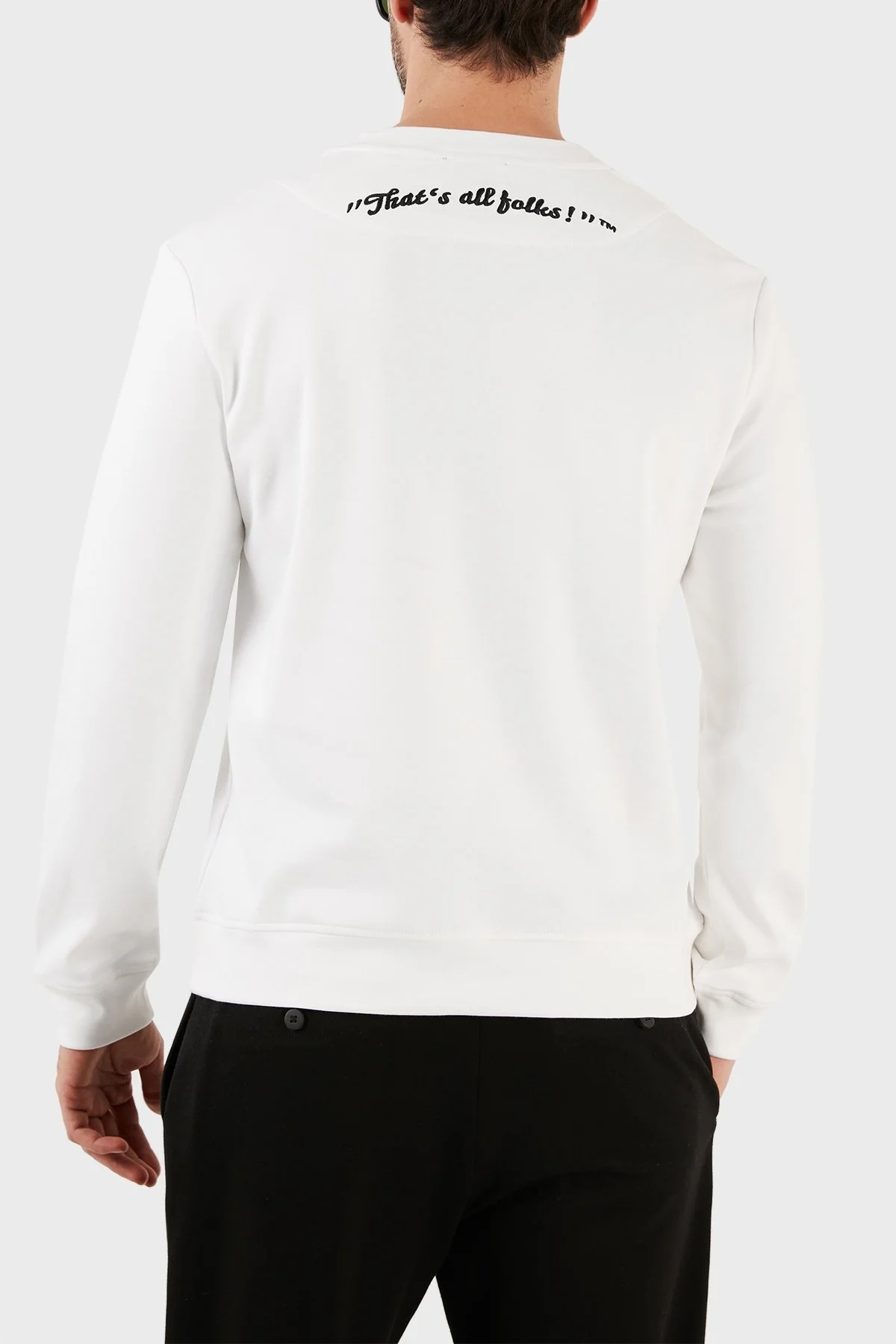 Boss Pamuklu Relaxed Fit Bisiklet Yaka Erkek Sweat 50486310 100 BEYAZ - 6