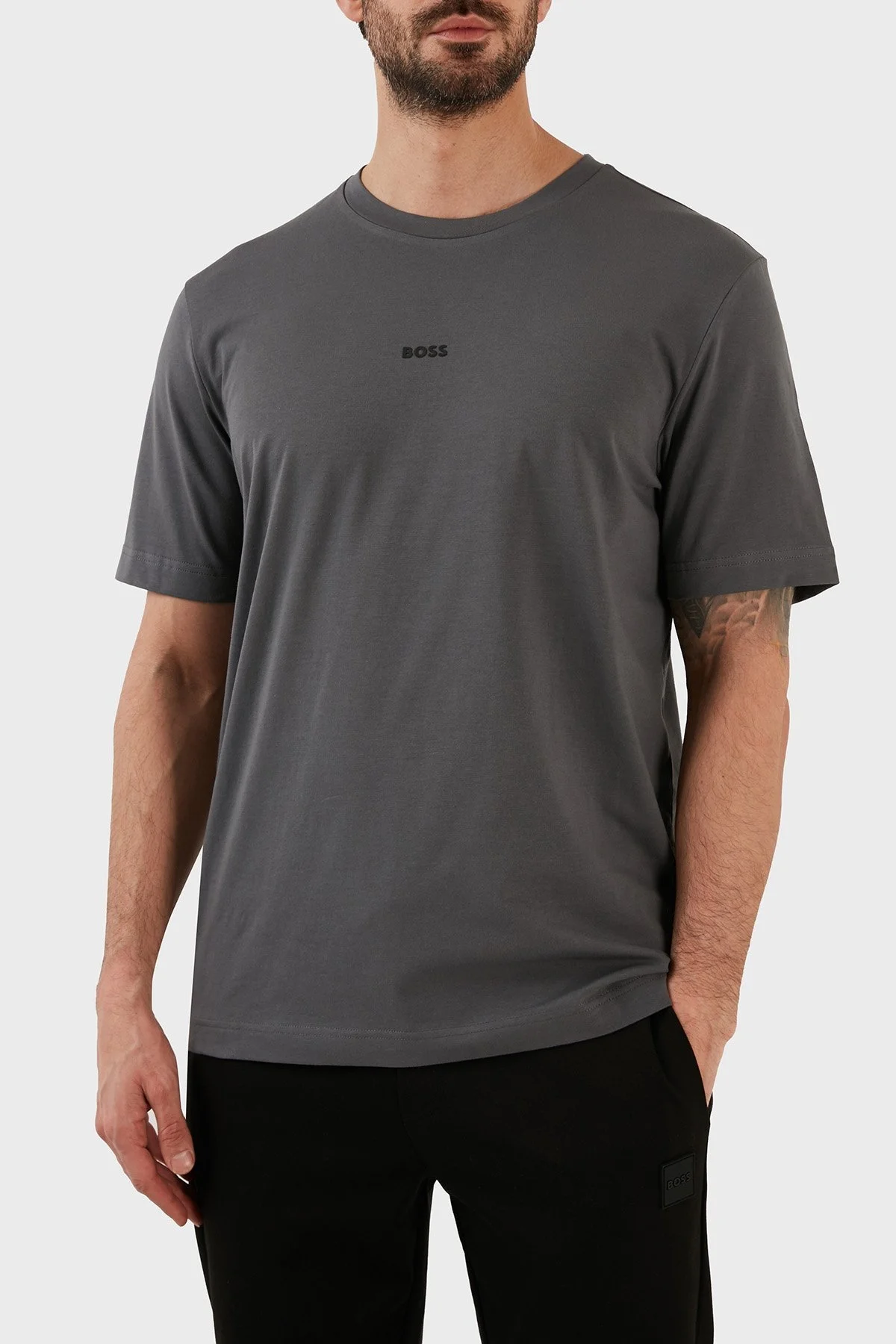 Boss Pamuklu Relaxed Fit Bisiklet Yaka Erkek T Shirt 50473278 023 ANTRASİT - 1