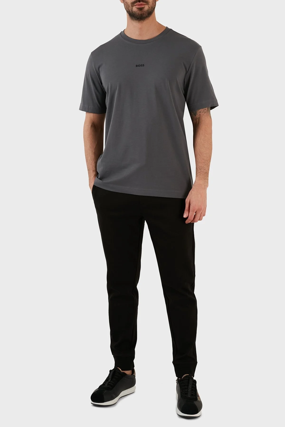 Boss Pamuklu Relaxed Fit Bisiklet Yaka Erkek T Shirt 50473278 023 ANTRASİT - 2