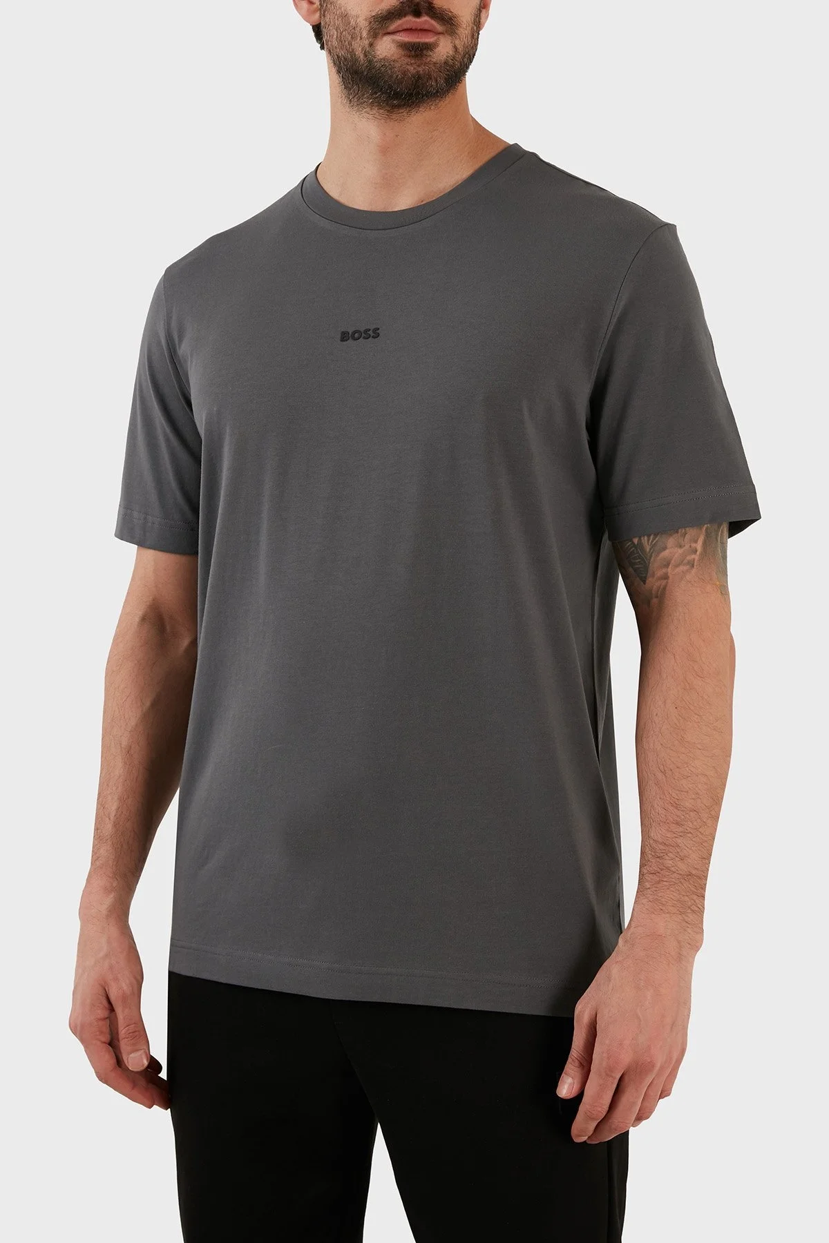 Boss Pamuklu Relaxed Fit Bisiklet Yaka Erkek T Shirt 50473278 023 ANTRASİT - 3