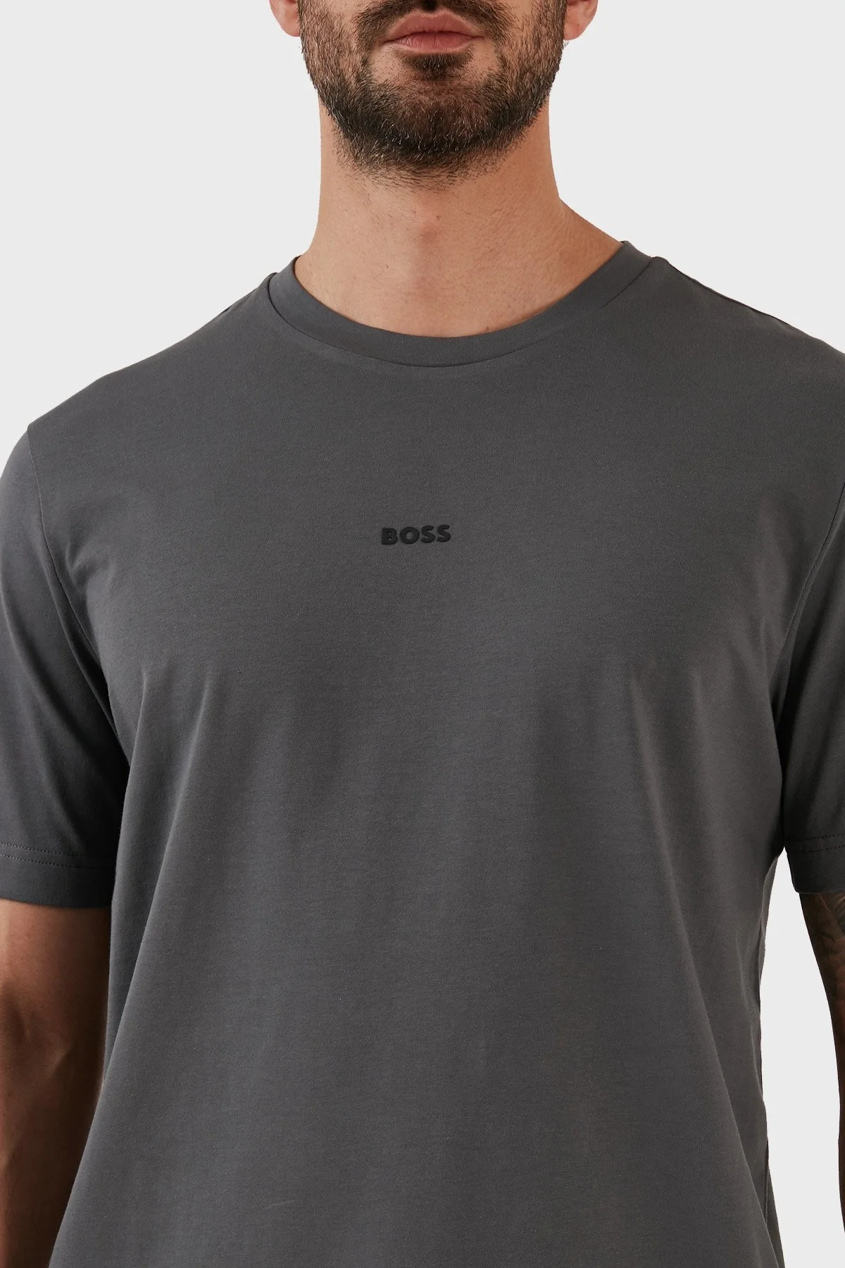Boss Pamuklu Relaxed Fit Bisiklet Yaka Erkek T Shirt 50473278 023 ANTRASİT - 4