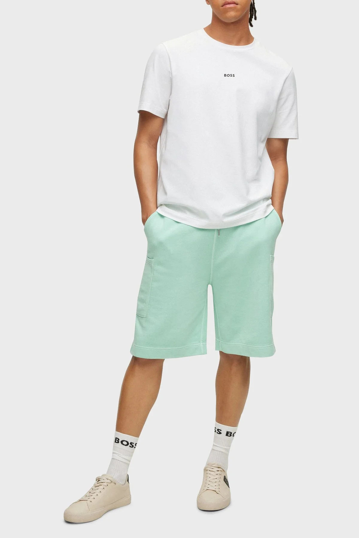 Boss Pamuklu Relaxed Fit Bisiklet Yaka Erkek T Shirt 50473278 100 BEYAZ - 8