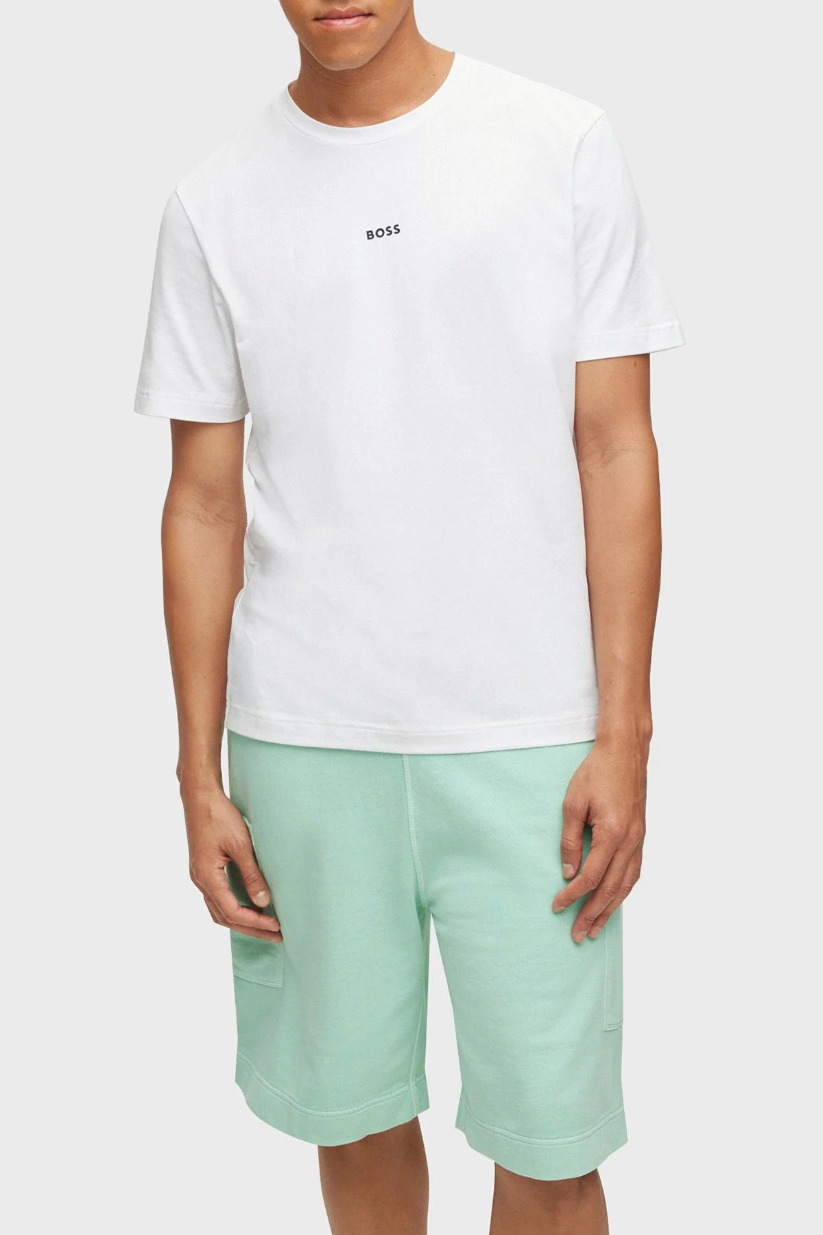 Boss Pamuklu Relaxed Fit Bisiklet Yaka Erkek T Shirt 50473278 100 BEYAZ - 1