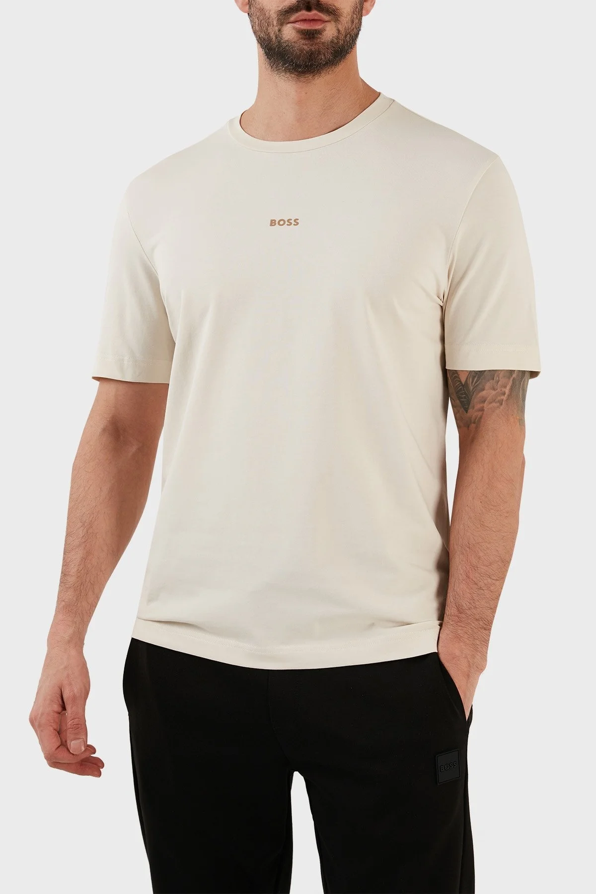 Boss Pamuklu Relaxed Fit Bisiklet Yaka Erkek T Shirt 50473278 131 BEJ - 1