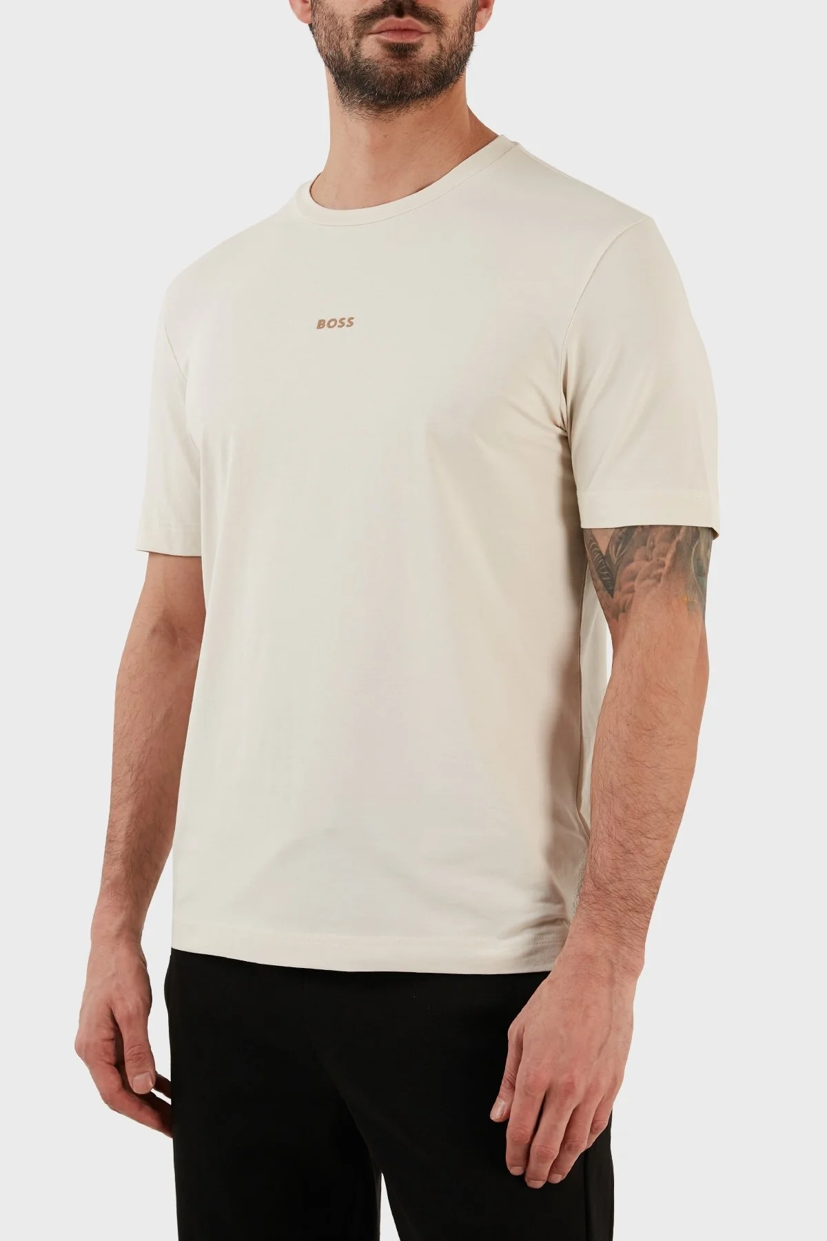 Boss Pamuklu Relaxed Fit Bisiklet Yaka Erkek T Shirt 50473278 131 BEJ - 3