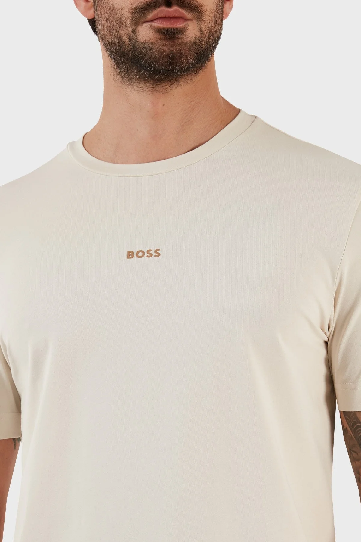 Boss Pamuklu Relaxed Fit Bisiklet Yaka Erkek T Shirt 50473278 131 BEJ - 4