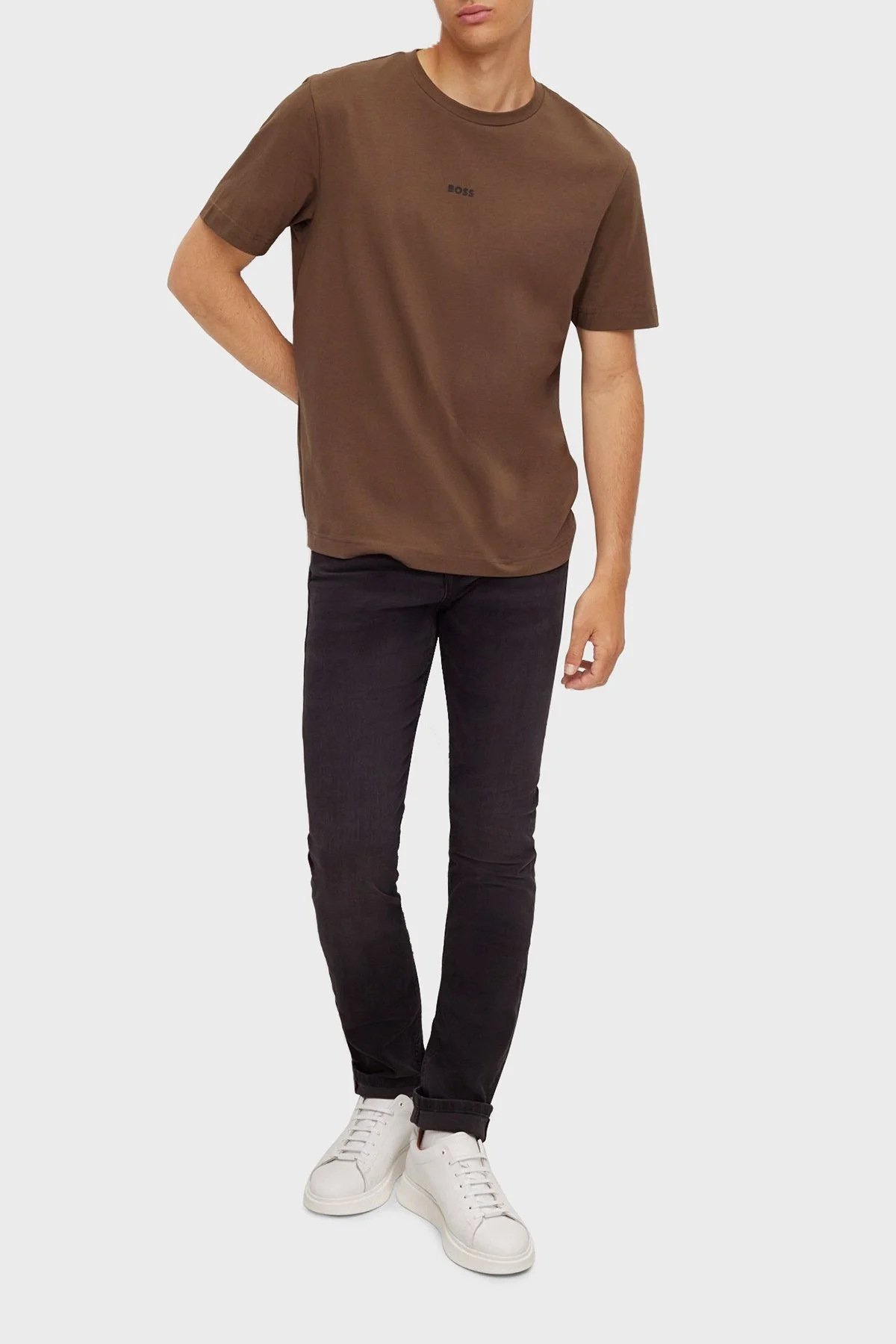 Boss Pamuklu Relaxed Fit Bisiklet Yaka Erkek T Shirt 50473278 217 KAHVE - 2