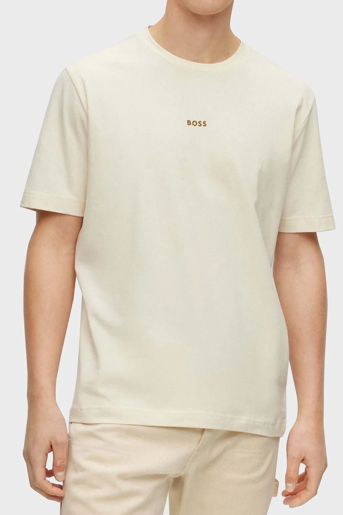 Boss Pamuklu Relaxed Fit Bisiklet Yaka Erkek T Shirt 50473278 277 BEJ - 1