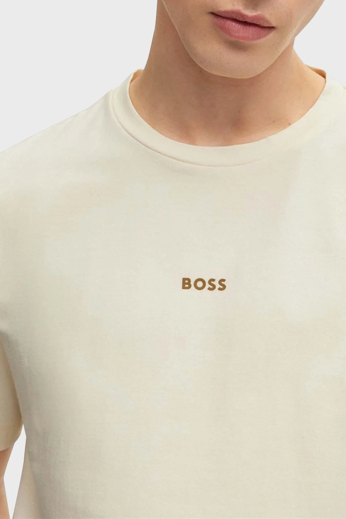 Boss Pamuklu Relaxed Fit Bisiklet Yaka Erkek T Shirt 50473278 277 BEJ - 3