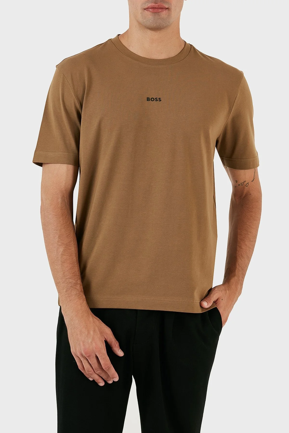 Boss Pamuklu Relaxed Fit Bisiklet Yaka Erkek T Shirt 50473278 280 KAHVE - 1