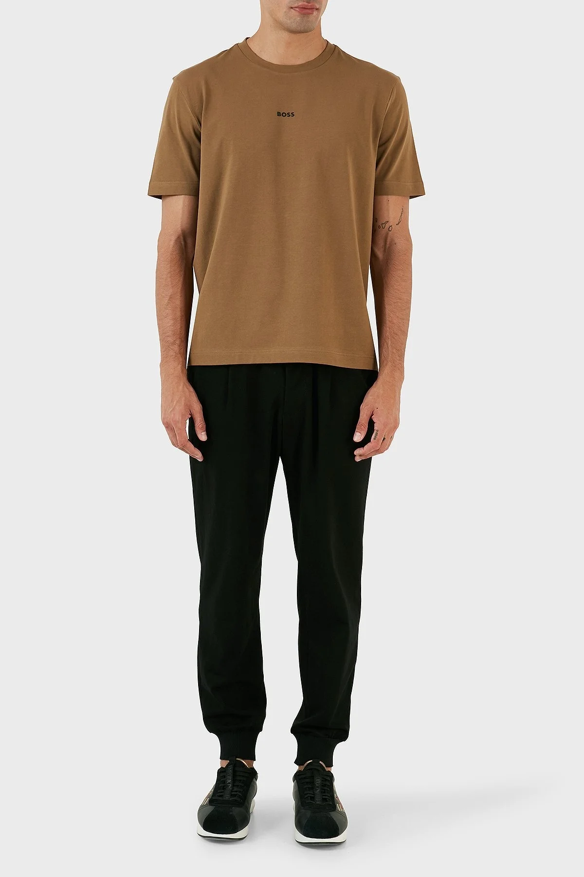 Boss Pamuklu Relaxed Fit Bisiklet Yaka Erkek T Shirt 50473278 280 KAHVE - 3