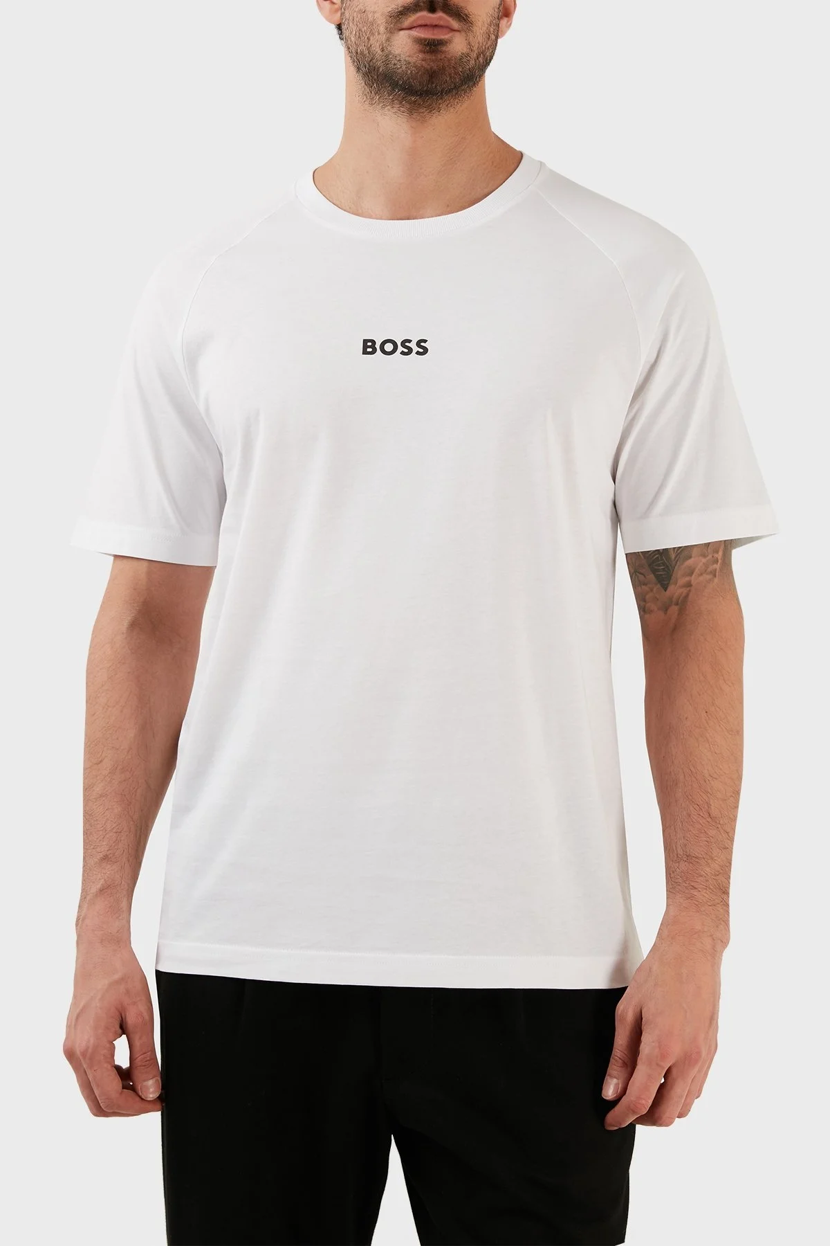Boss Pamuklu Relaxed Fit Bisiklet Yaka Erkek T Shirt 50483759 100 BEYAZ - 1