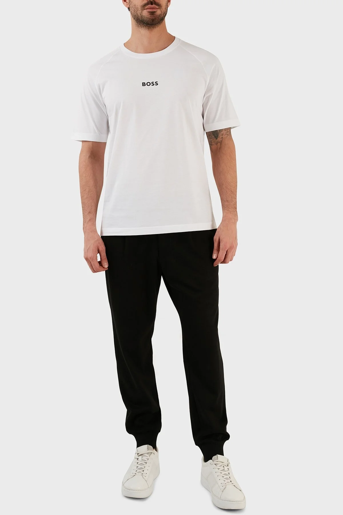 Boss Pamuklu Relaxed Fit Bisiklet Yaka Erkek T Shirt 50483759 100 BEYAZ - 4