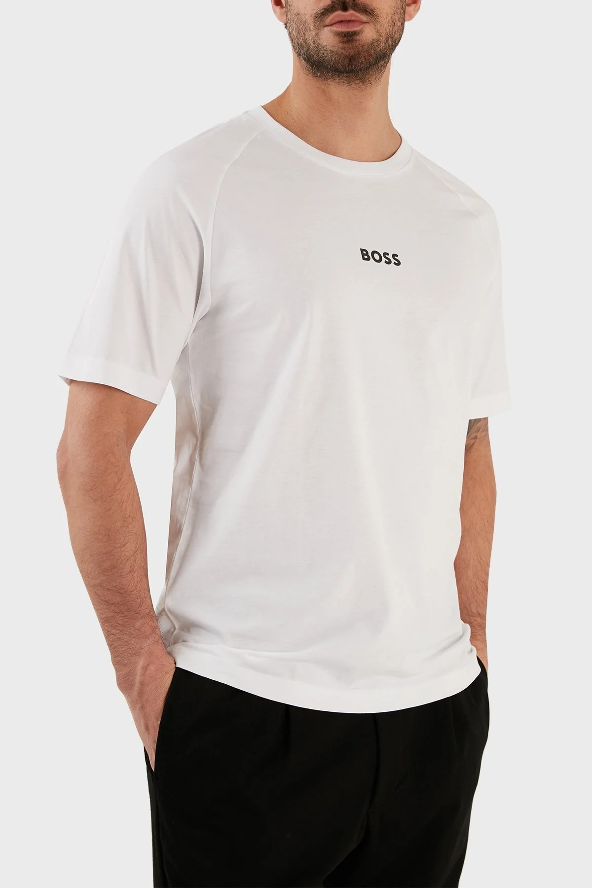Boss Pamuklu Relaxed Fit Bisiklet Yaka Erkek T Shirt 50483759 100 BEYAZ - 6