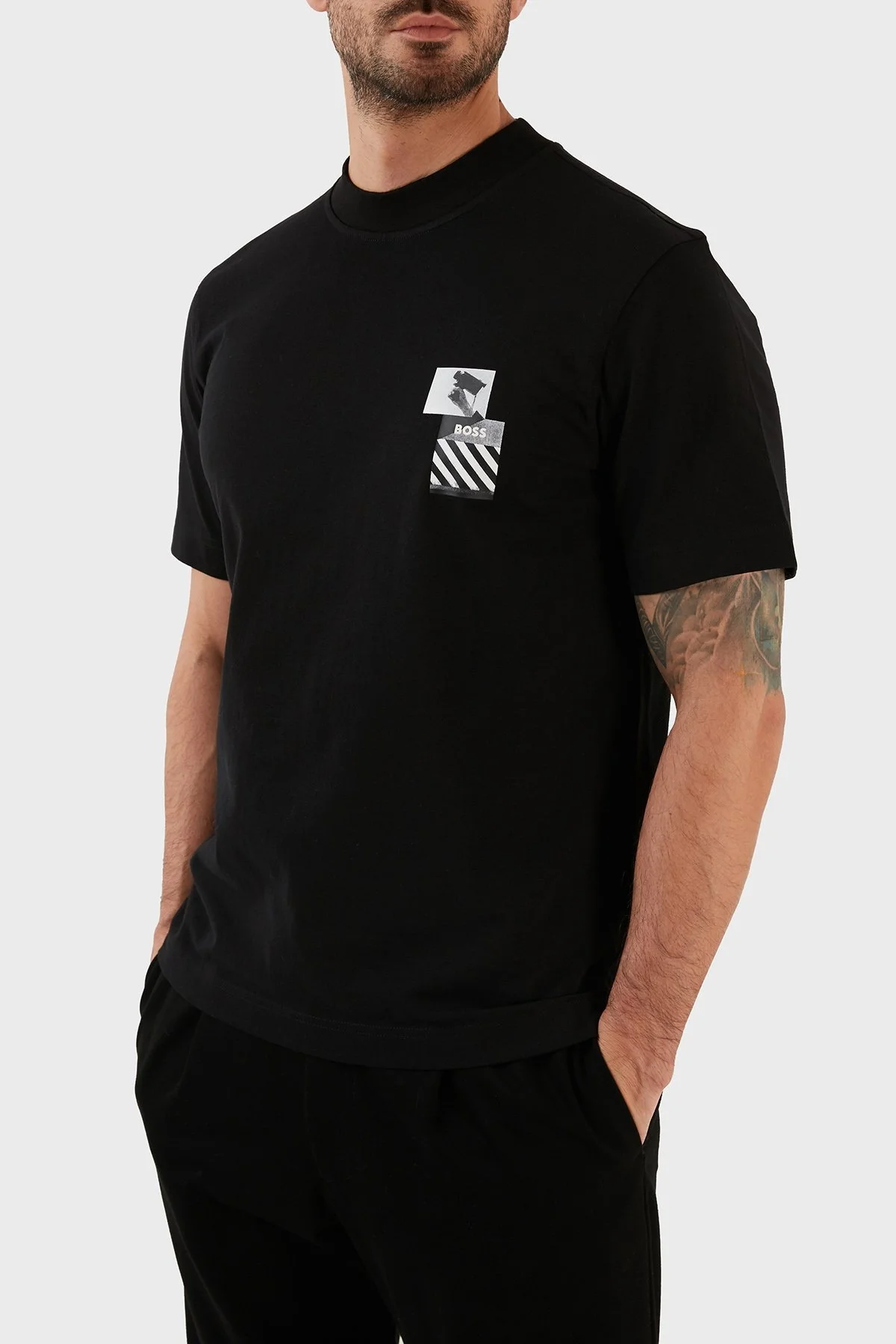 Boss Pamuklu Relaxed Fit Bisiklet Yaka Erkek T Shirt 50485060 001 SİYAH - 3