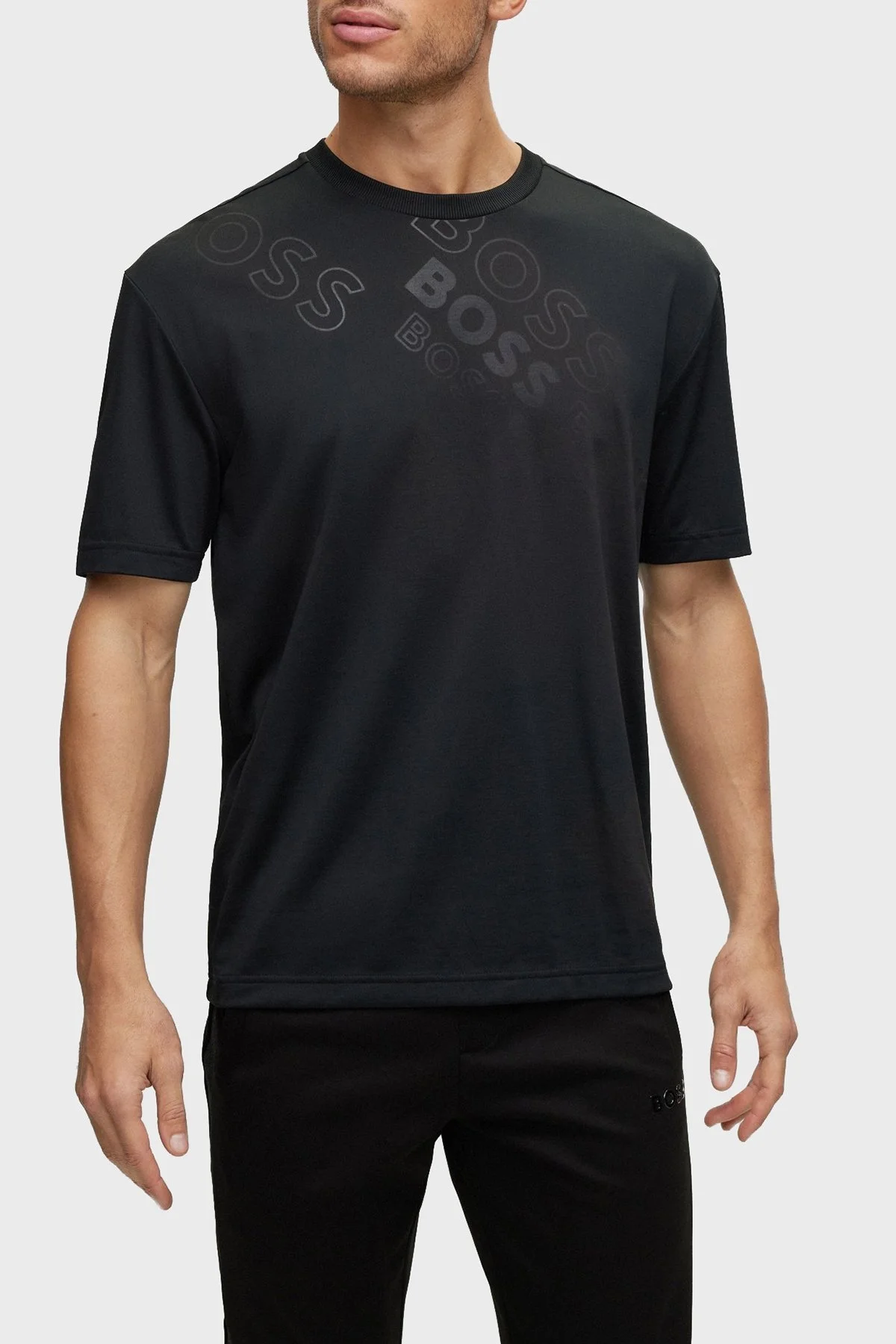 Boss Pamuklu Relaxed Fit Bisiklet Yaka Erkek T Shirt 50488788 001 SİYAH - 1