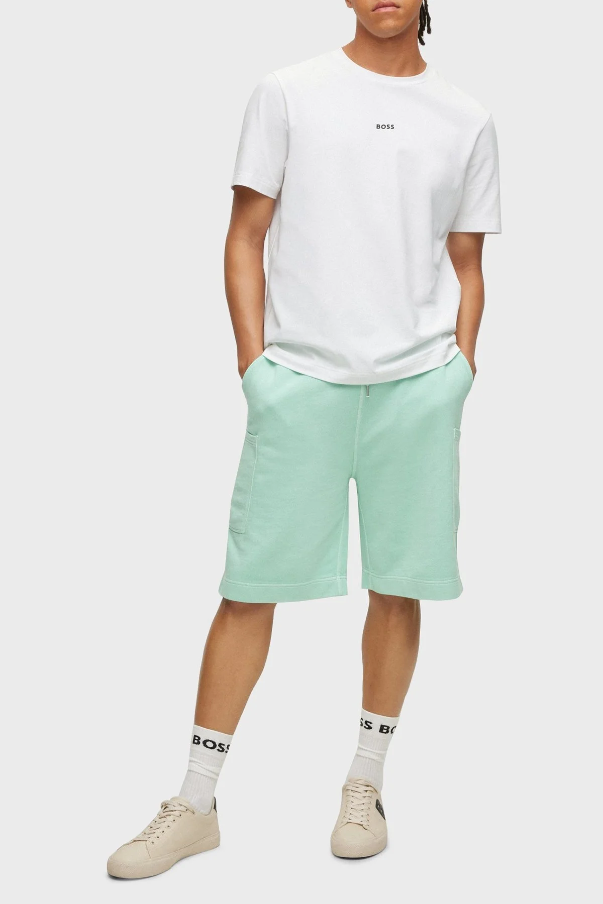 Boss Pamuklu Relaxed Fit Bisiklet Yaka Erkek T Shirt S 50473278 100 BEYAZ - 8