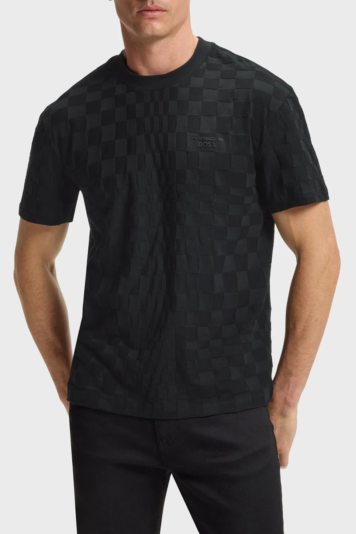 Boss Pamuklu Relaxed Fit Bisiklet Yaka Jakarlı Erkek T Shirt 50559821 001 SİYAH - 1